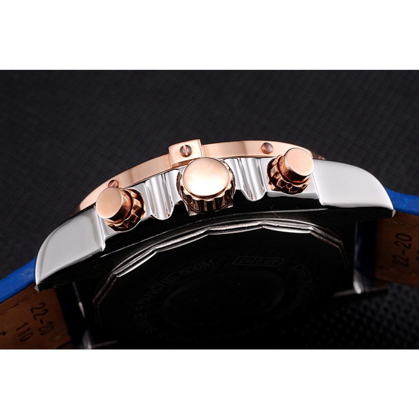 MiroTime Breitling Chronomat Patrouille De France Blue Dial Stainless Steel Case Blue Leather Strap