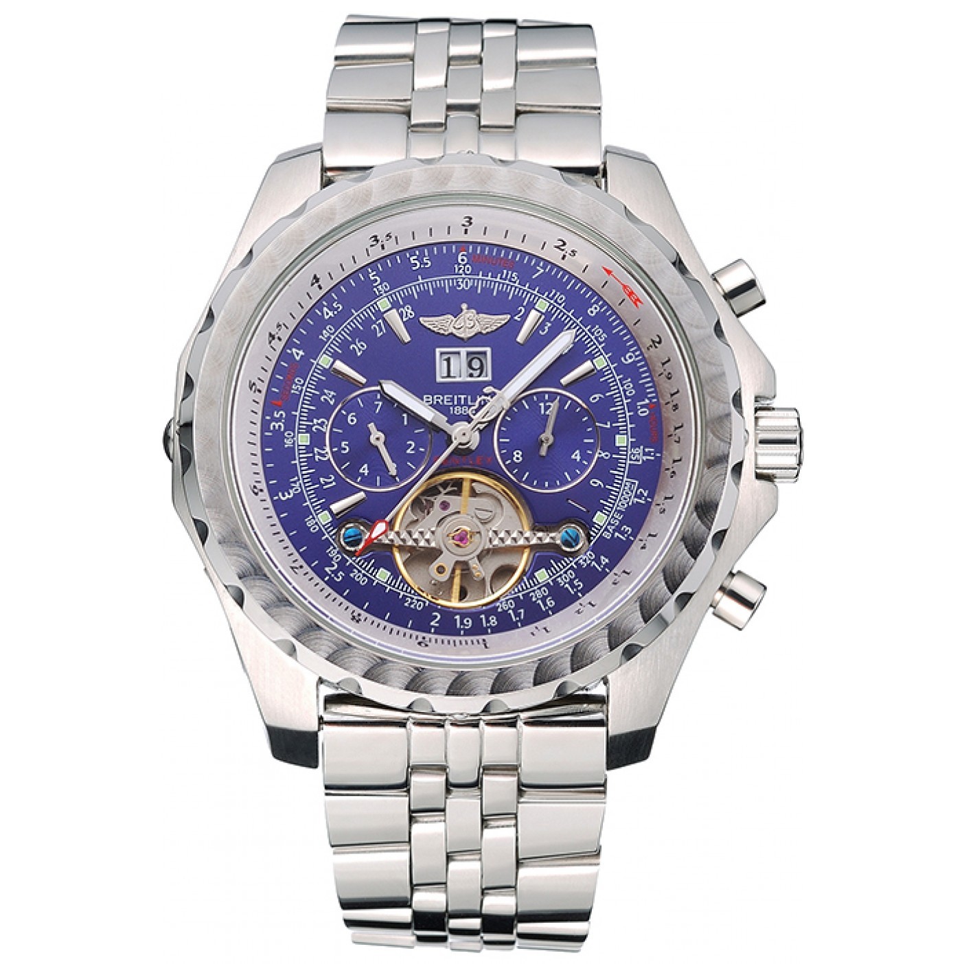 MiroTime Breitling Bentley Mulliner Tourbillon Blue Dial Stainless Steel Case And Bracelet 622735