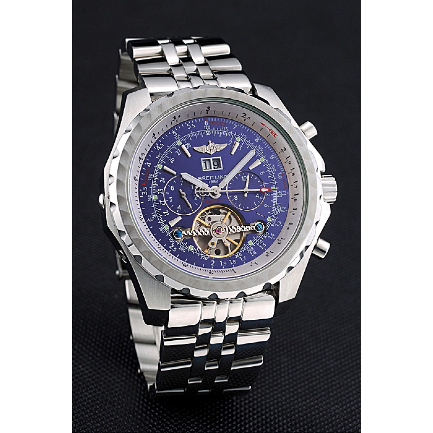 MiroTime Breitling Bentley Mulliner Tourbillon Blue Dial Stainless Steel Case And Bracelet 622735