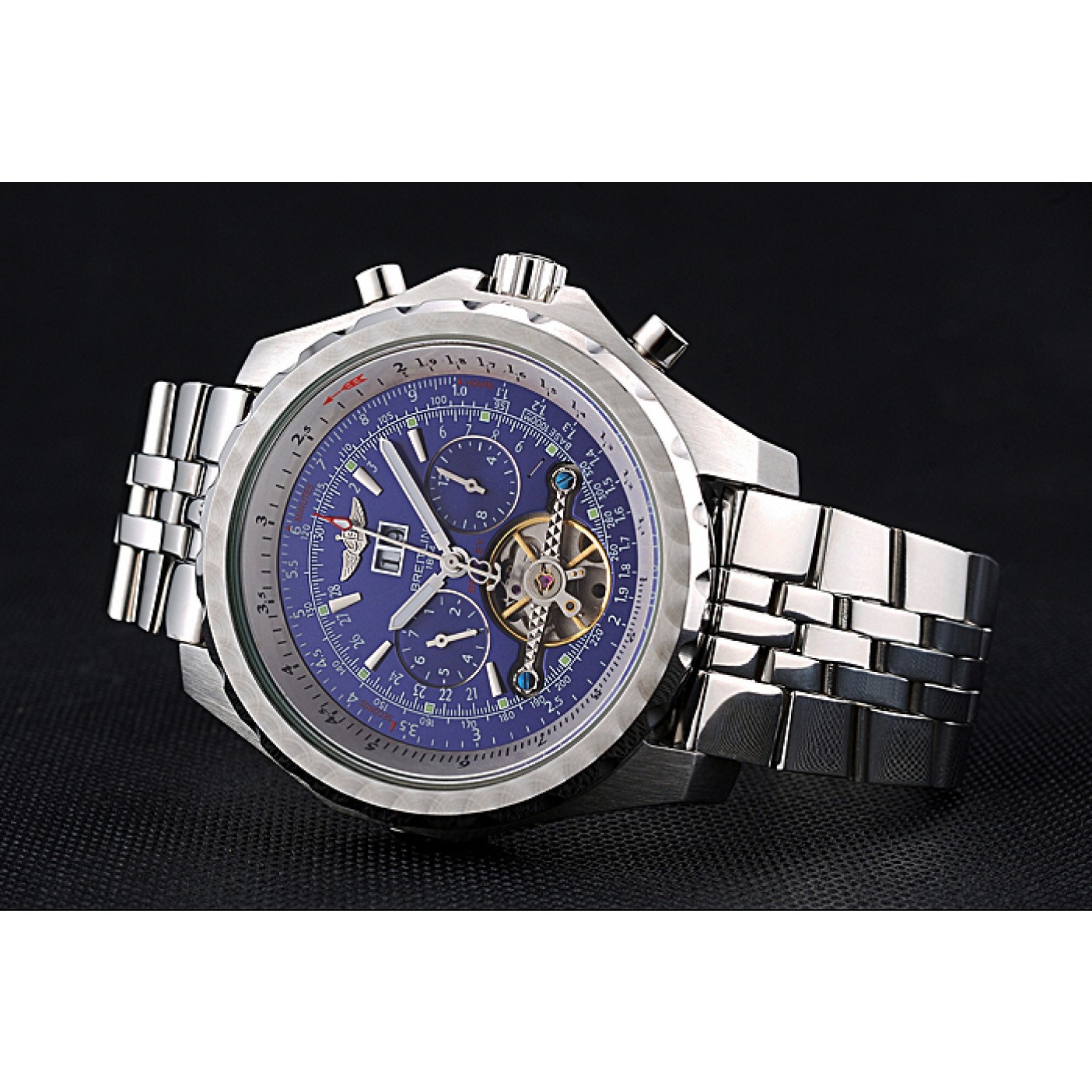 MiroTime Breitling Bentley Mulliner Tourbillon Blue Dial Stainless Steel Case And Bracelet 622735
