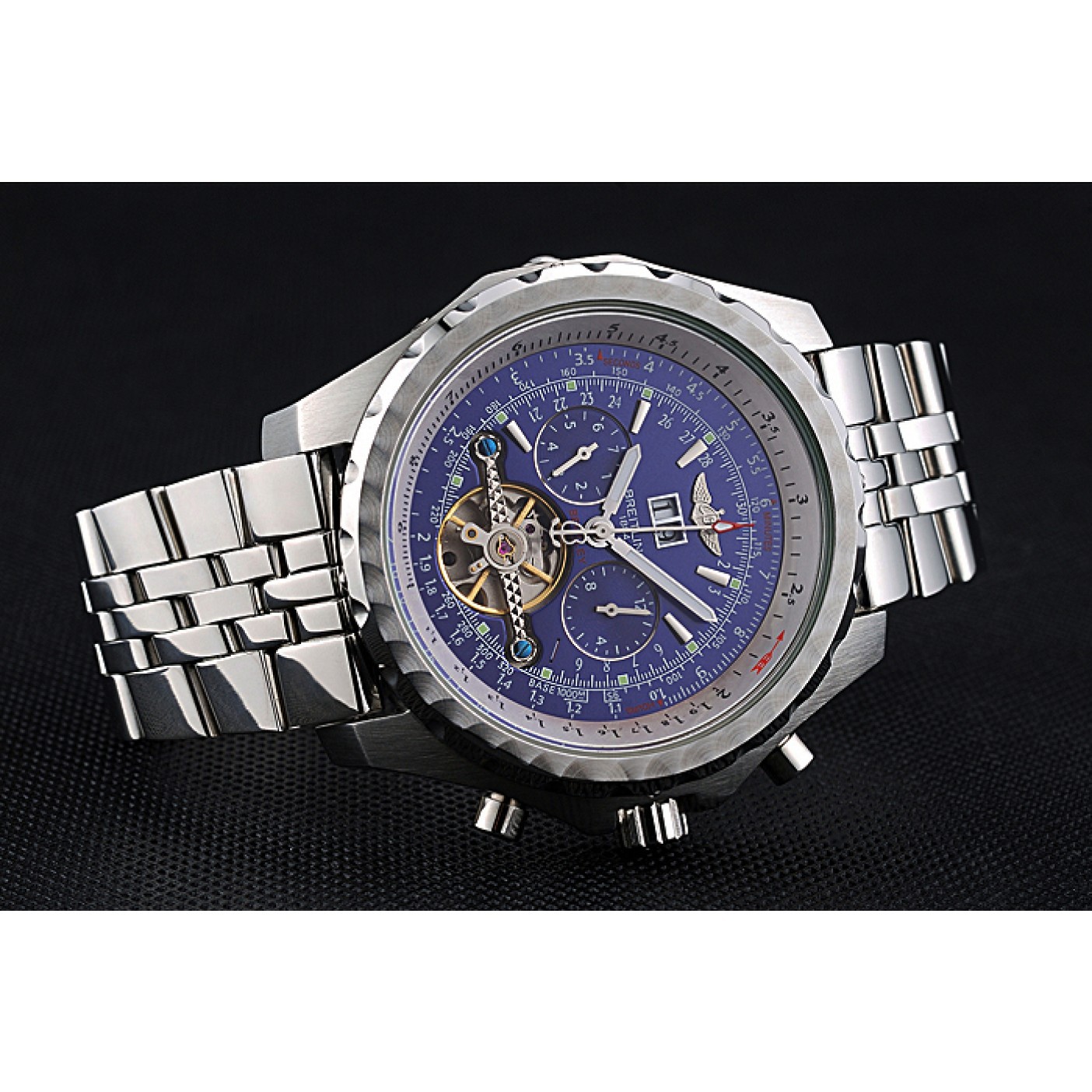 MiroTime Breitling Bentley Mulliner Tourbillon Blue Dial Stainless Steel Case And Bracelet 622735
