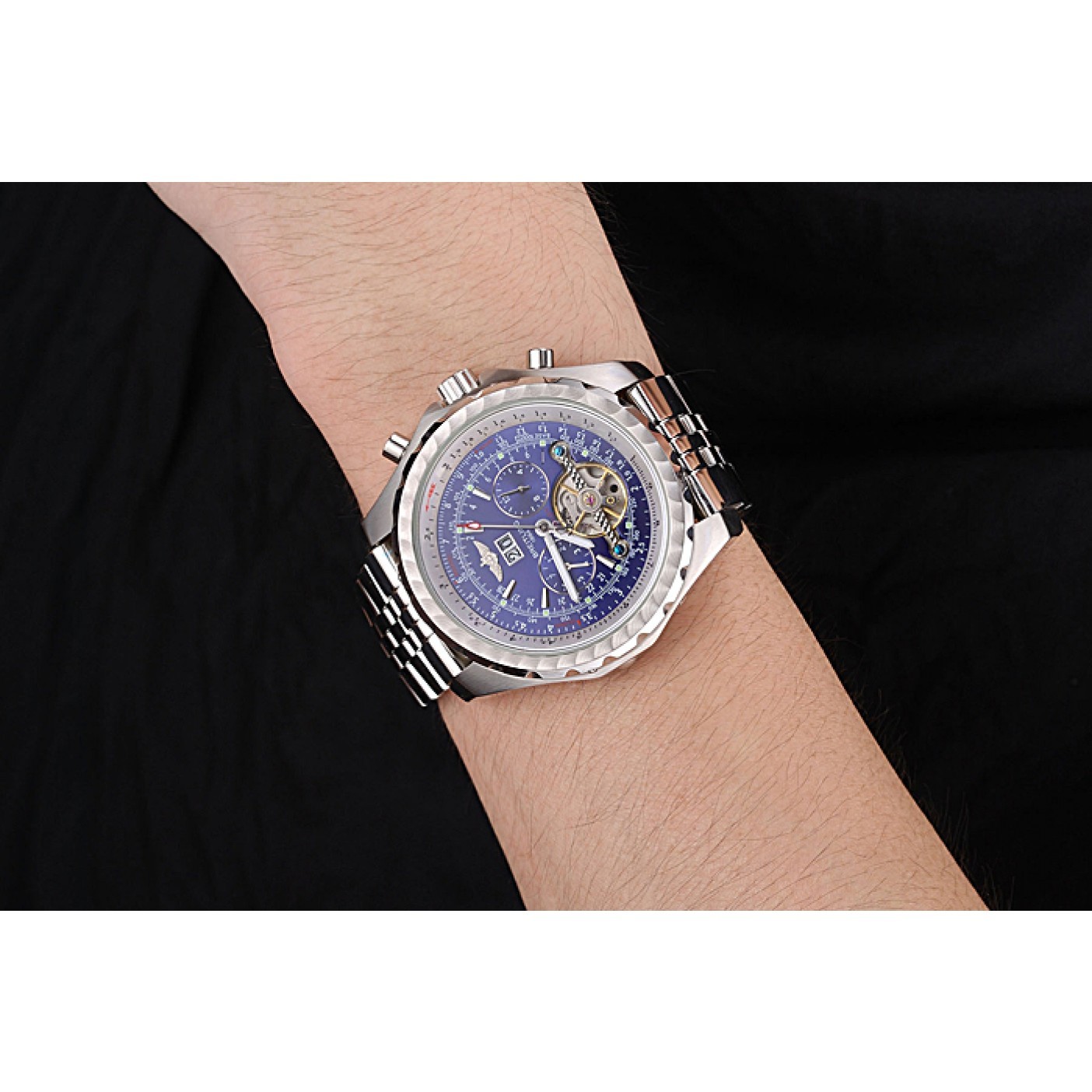MiroTime Breitling Bentley Mulliner Tourbillon Blue Dial Stainless Steel Case And Bracelet 622735