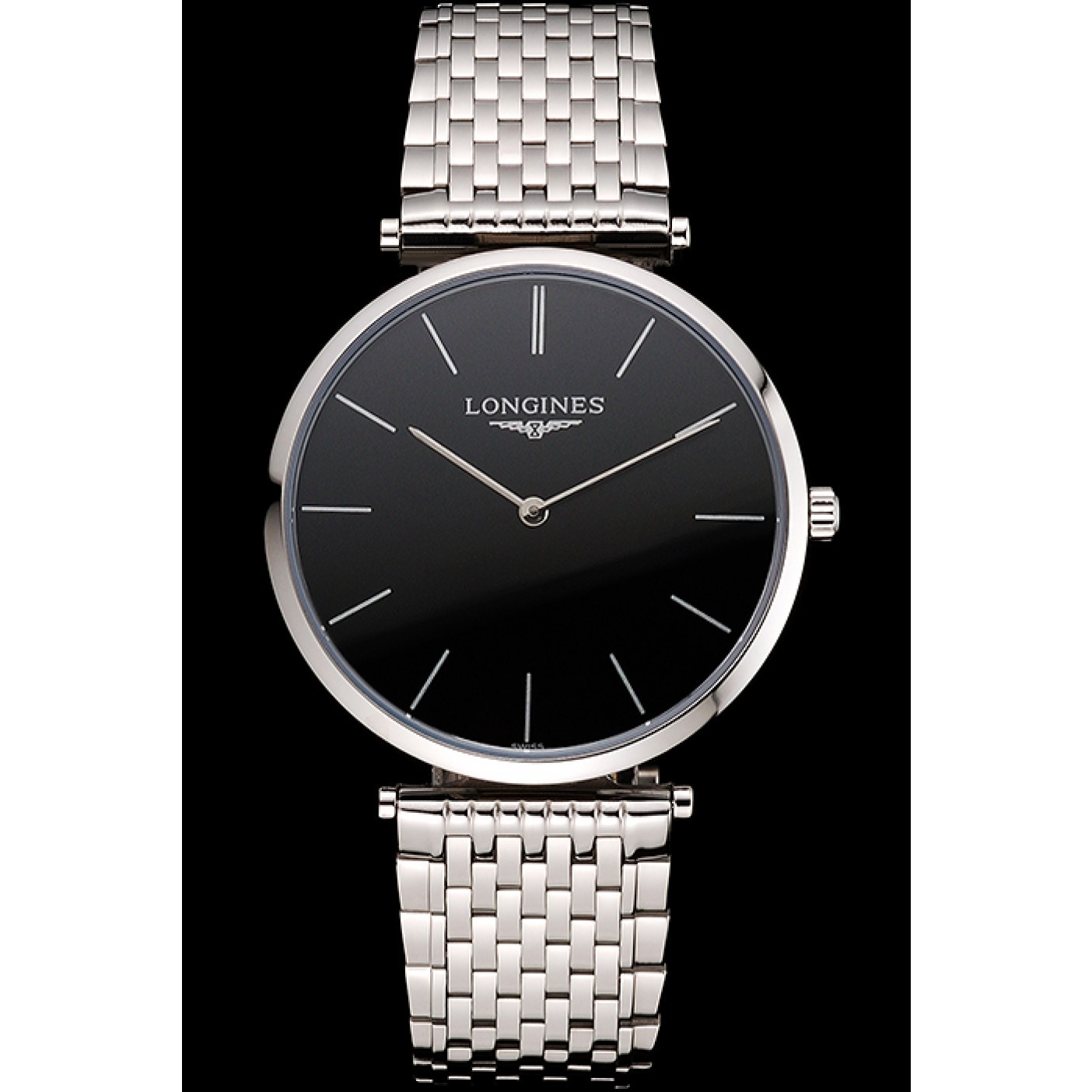 MiroTime Swiss Longines Grande Classique Black Dial Stainless Steel Case And Bracelet