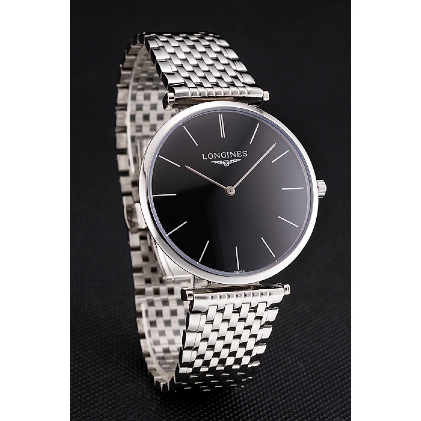 MiroTime Swiss Longines Grande Classique Black Dial Stainless Steel Case And Bracelet