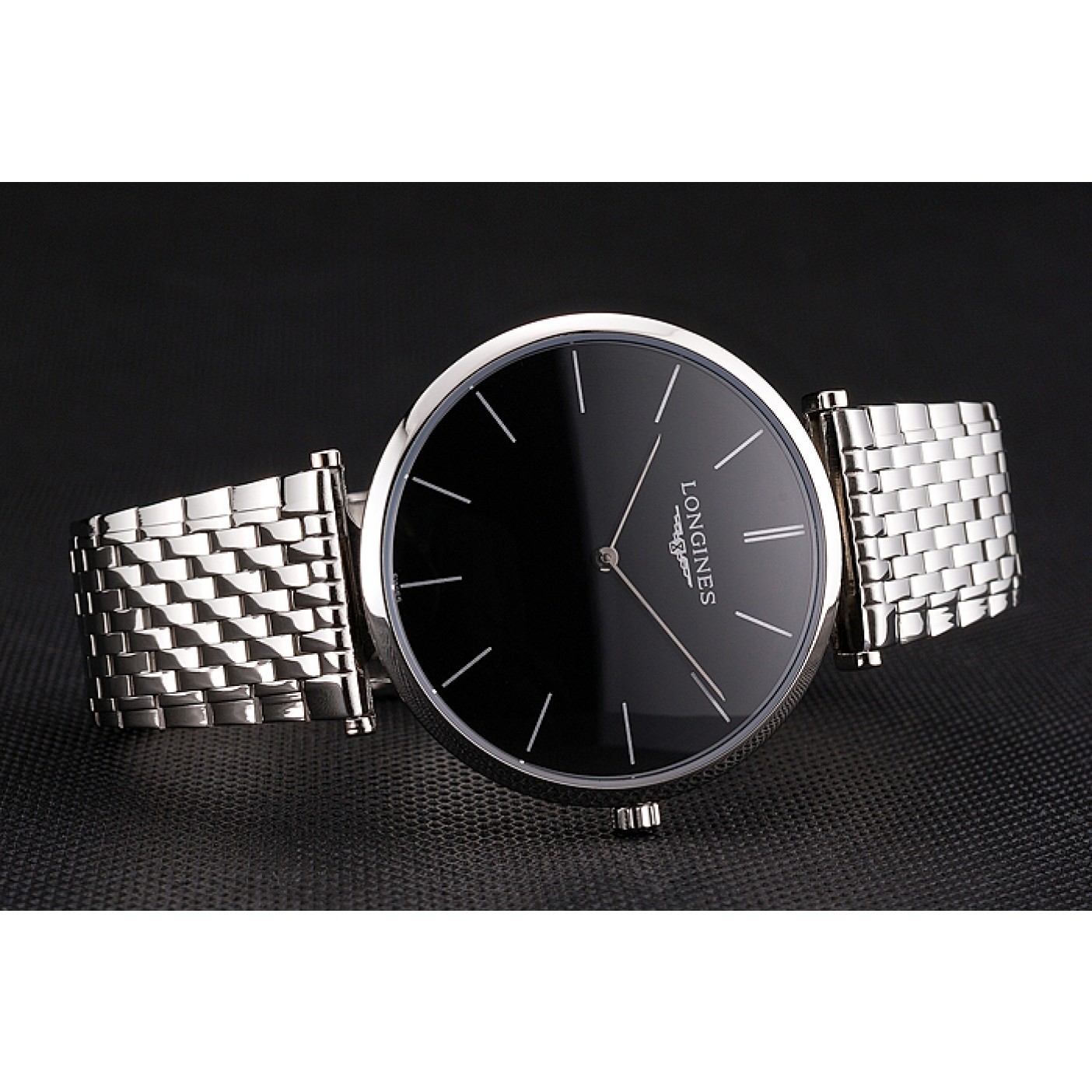 MiroTime Swiss Longines Grande Classique Black Dial Stainless Steel Case And Bracelet