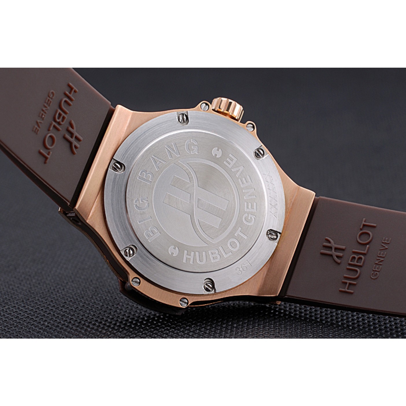 MiroTime Hublot Big Bang King Rose Gold Bezel White Dial Brown Rubber Strap