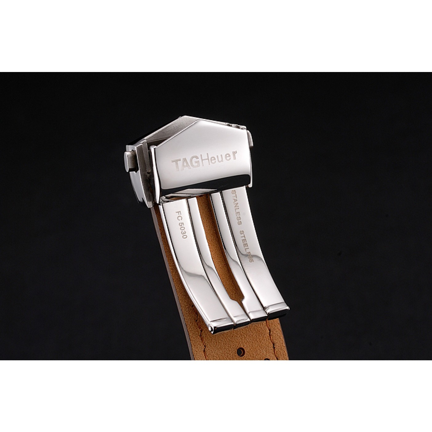 MiroTime Tag Heuer Carrera SpaceX Silver Bezel with Black Dial and Light Brown Leather Strap tag264 621535