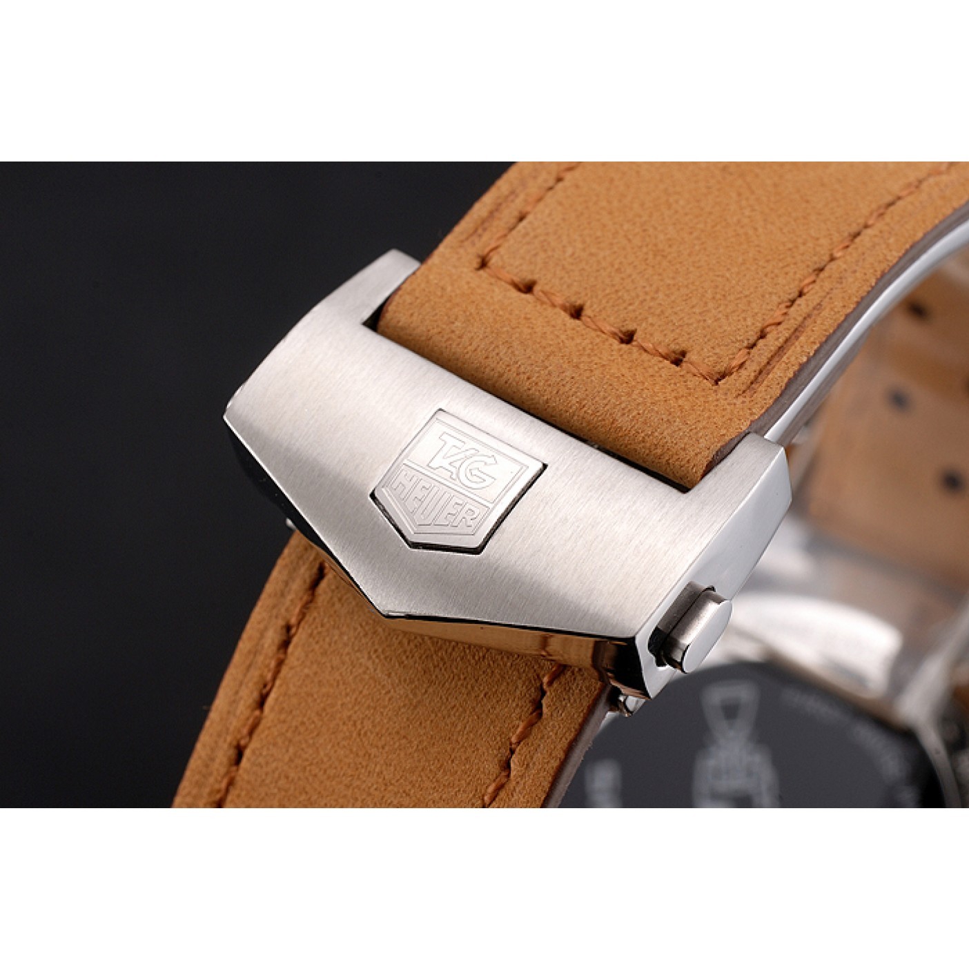 MiroTime Tag Heuer Carrera SpaceX Silver Bezel with Black Dial and Light Brown Leather Strap tag264 621535