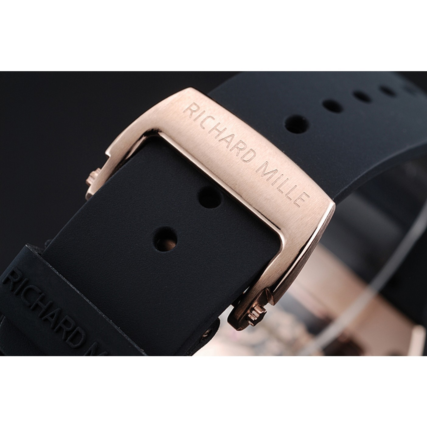 MiroTime Richard Mille Tourbillon Skull RM 052 Rose Gold Case Black Rubber Bracelet 1454252