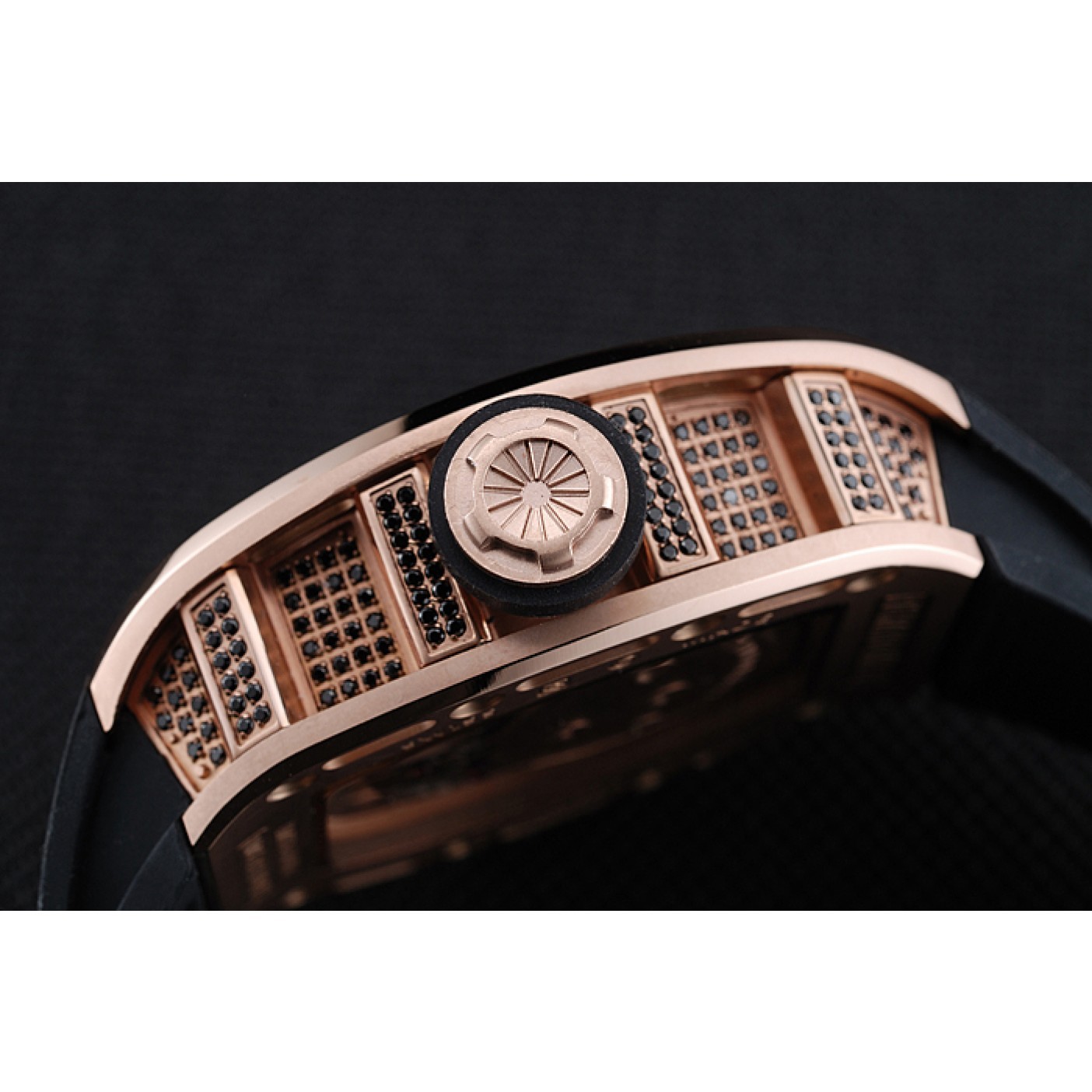 MiroTime Richard Mille Tourbillon Skull RM 052 Rose Gold Case Black Rubber Bracelet 1454252