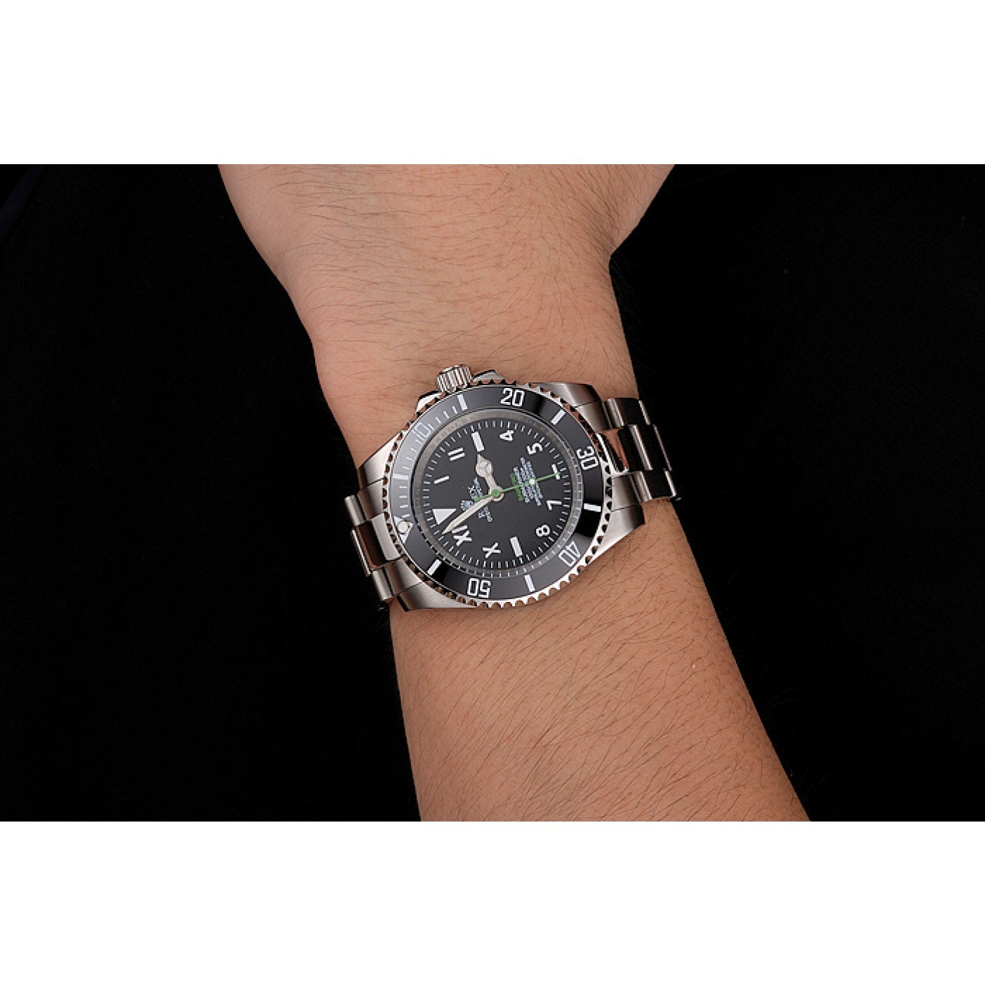MiroTime Rolex Bamford Submariner Black Dial With Roman Numerals Black Bezel Stainless Steel Case And Bracelet