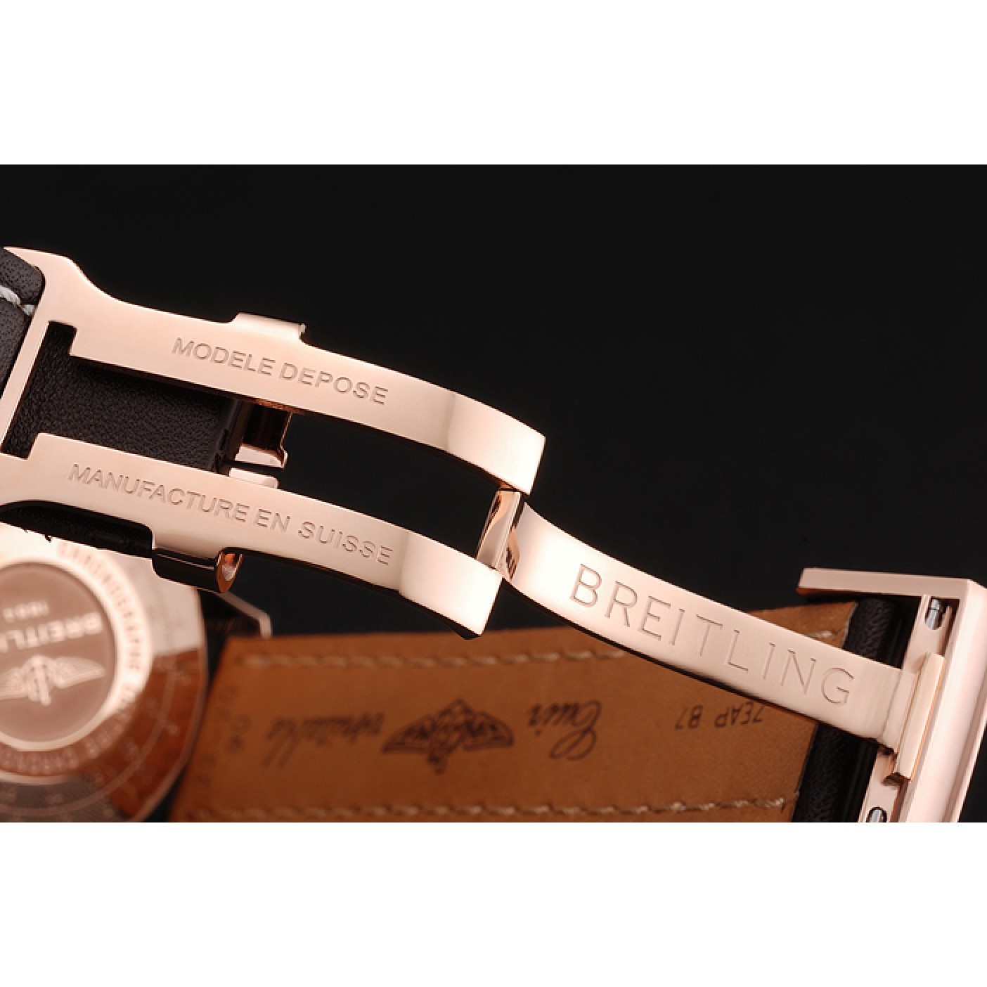 MiroTime Swiss Breitling Navitimer 01 White Dial Black Subdials Rose Gold Case Brown Leather Strap