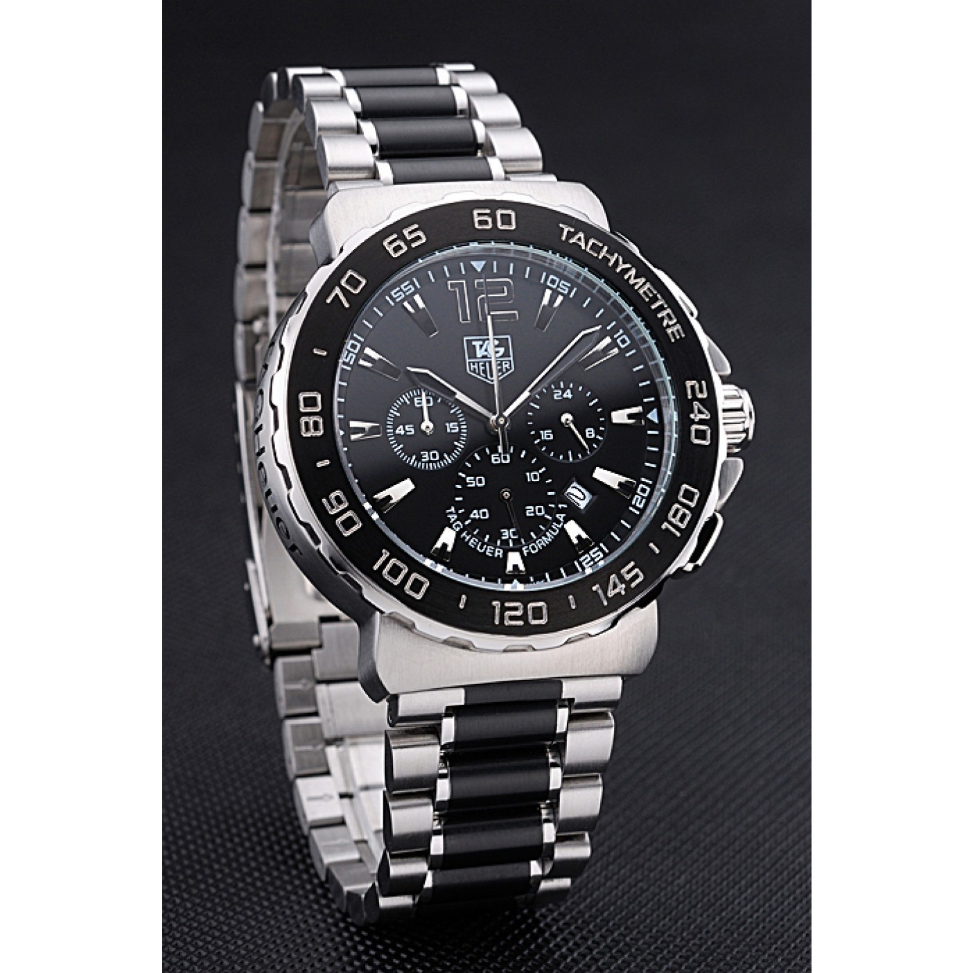 MiroTime Tag Heuer Formula 1 Chronograph Black Dial Black Bezel Two Tone Stainless Steel Band 622412