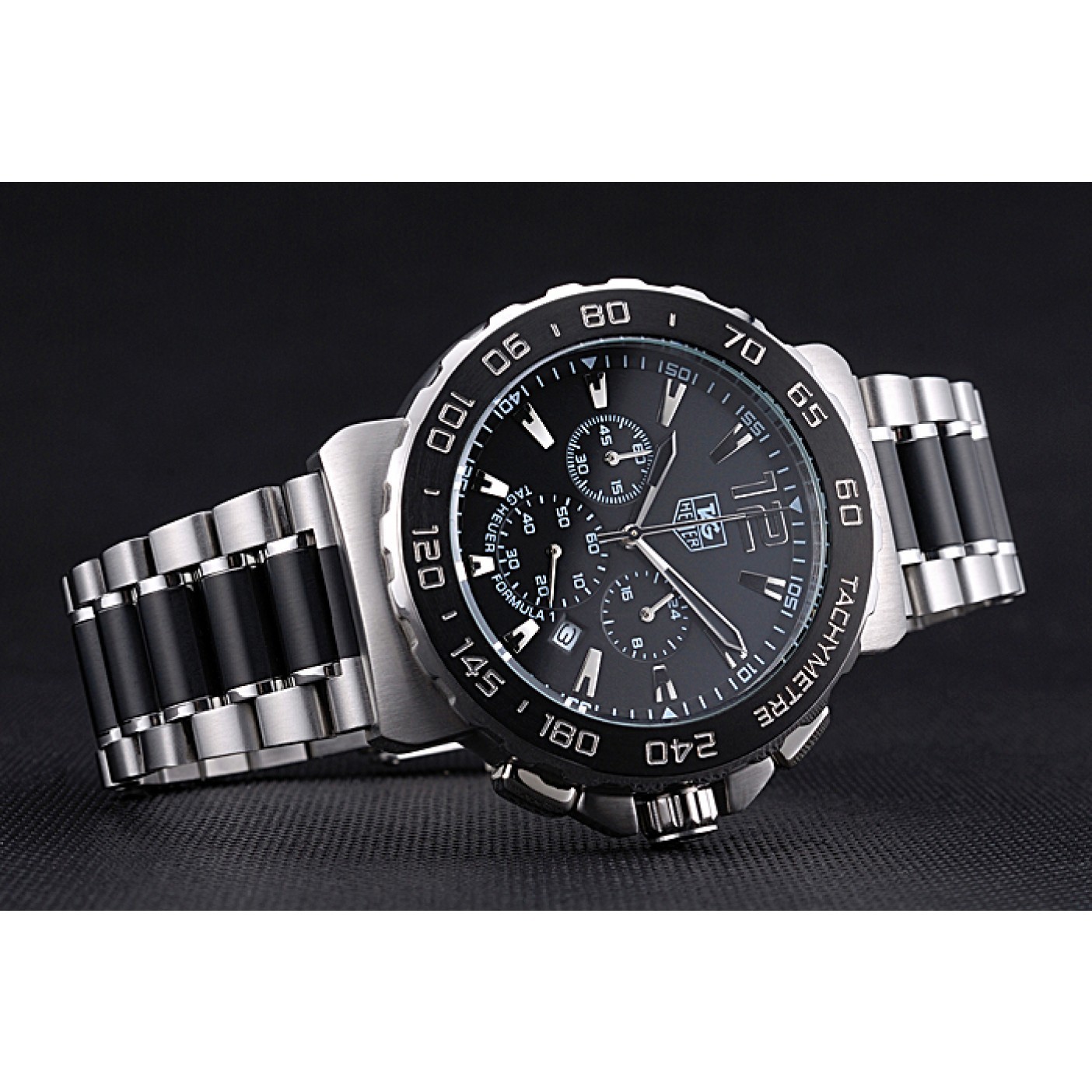 MiroTime Tag Heuer Formula 1 Chronograph Black Dial Black Bezel Two Tone Stainless Steel Band 622412