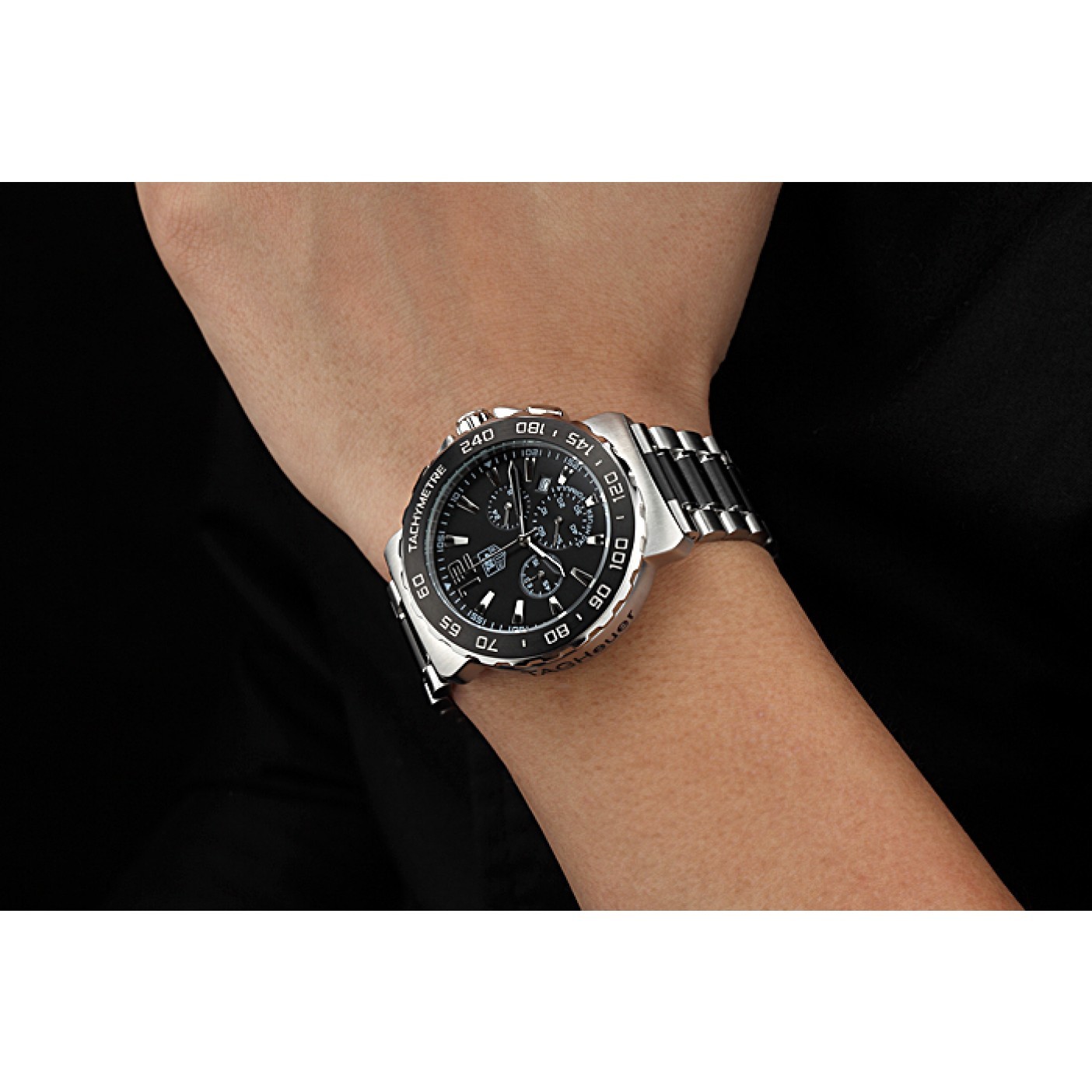 MiroTime Tag Heuer Formula 1 Chronograph Black Dial Black Bezel Two Tone Stainless Steel Band 622412