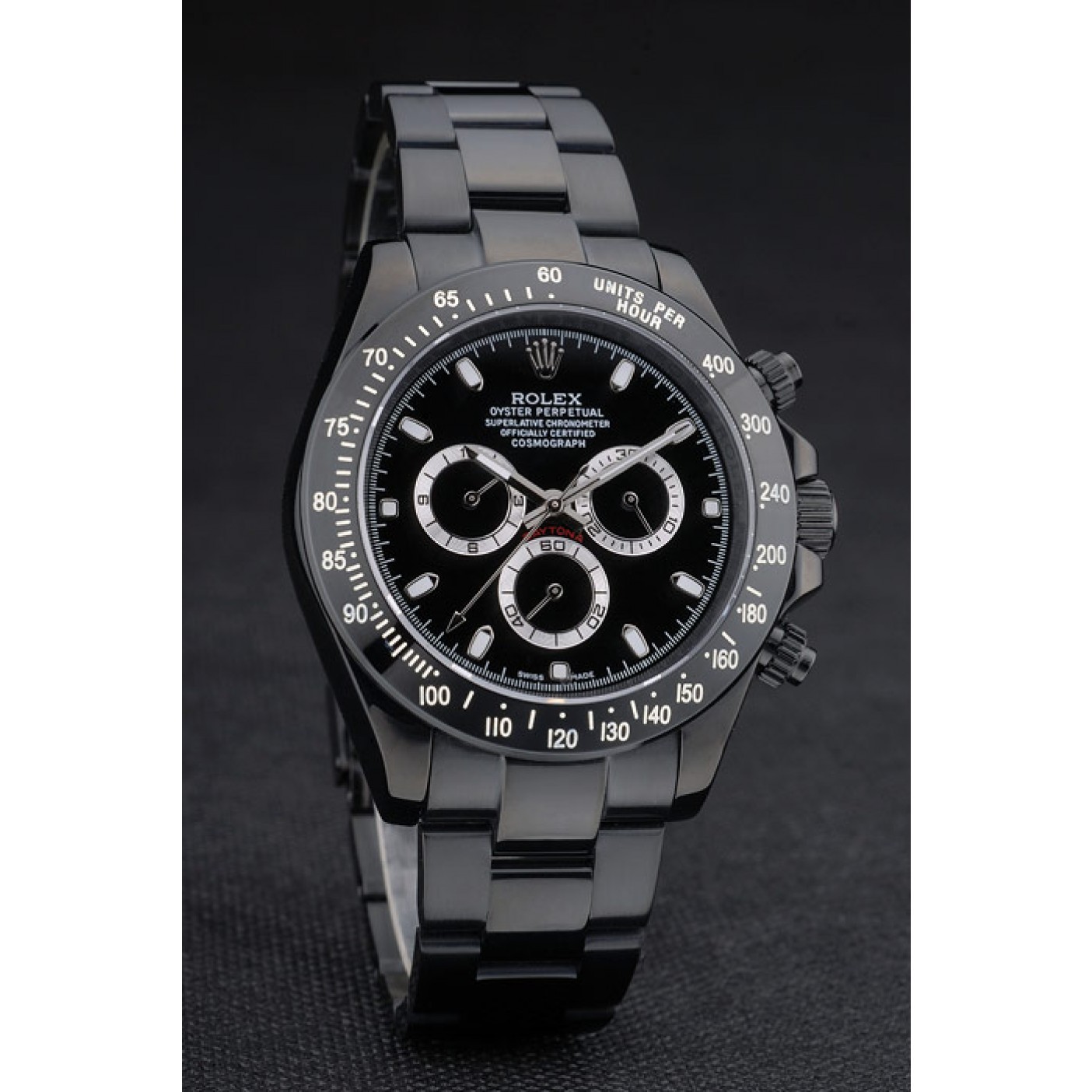 MiroTime Rolex Daytona Black Ion Plated Tachymeter Black Stainless Steel Strap Black Dial 80247