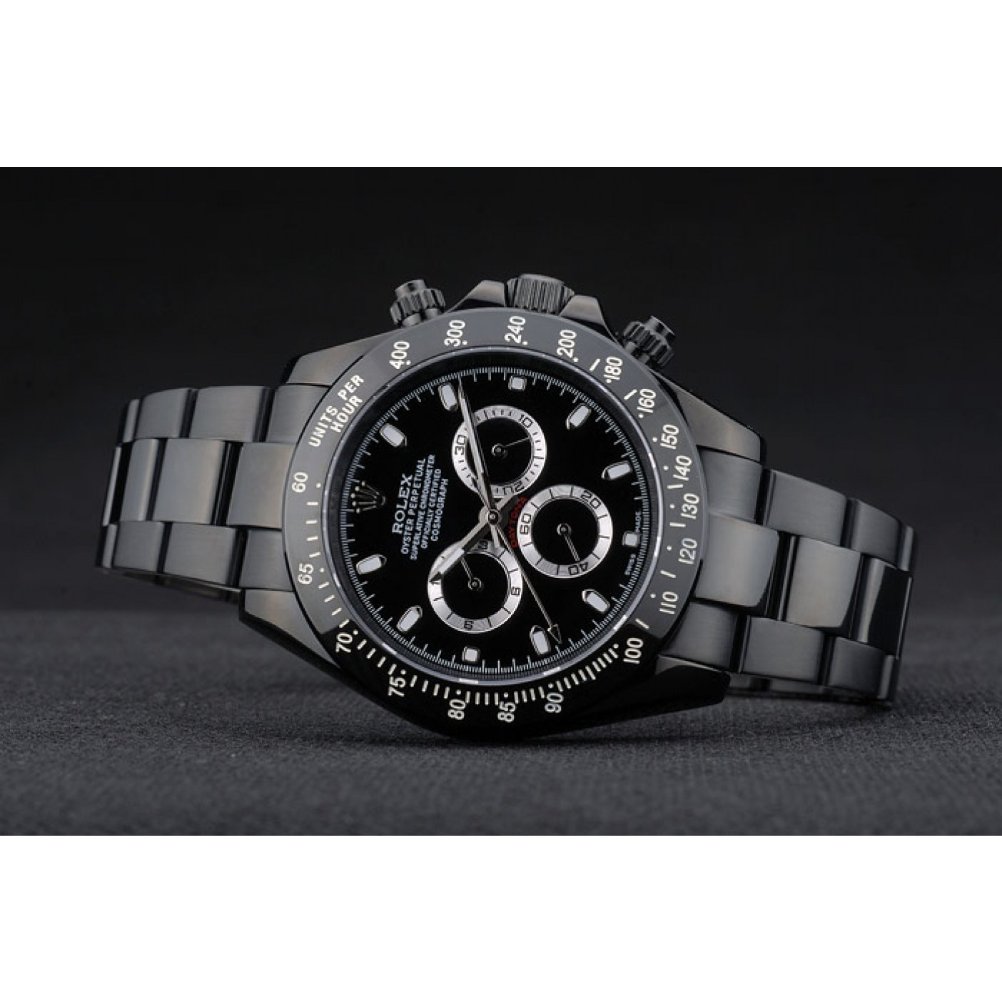 MiroTime Rolex Daytona Black Ion Plated Tachymeter Black Stainless Steel Strap Black Dial 80247