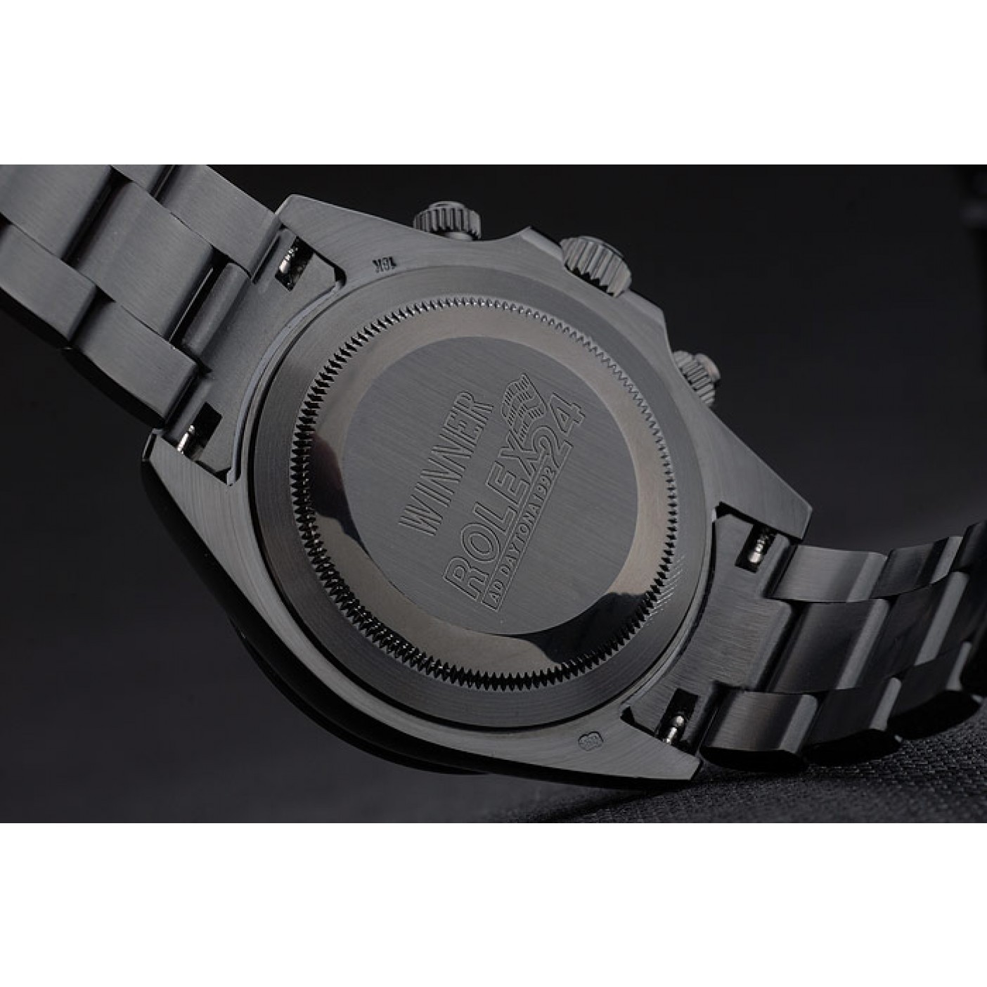 MiroTime Rolex Daytona Black Ion Plated Tachymeter Black Stainless Steel Strap Black Dial 80247