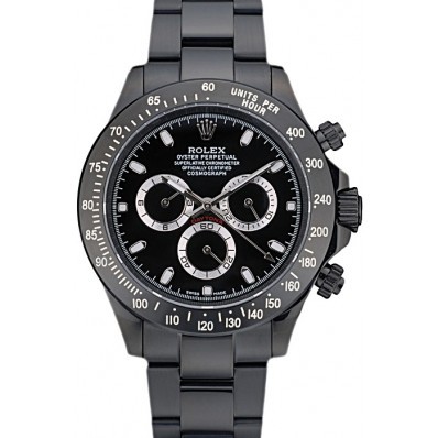 MiroTime Rolex Daytona Black Ion Plated Tachymeter Black Stainless Steel Strap Black Dial 80247