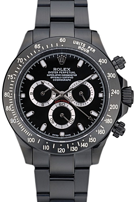 MiroTime Rolex Daytona Black Ion Plated Tachymeter Black Stainless Steel Strap Black Dial 80247
