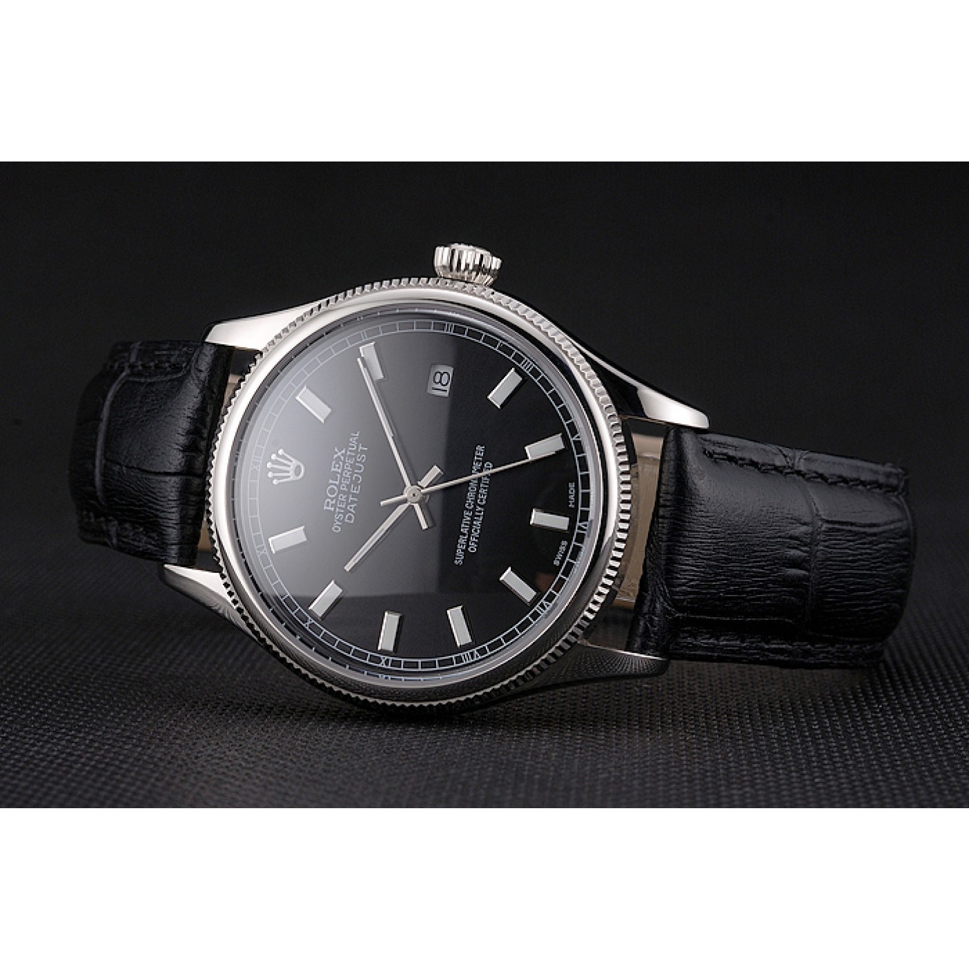 MiroTime Swiss Rolex Datejust Black Dial Stainless Steel Case And Bracelet