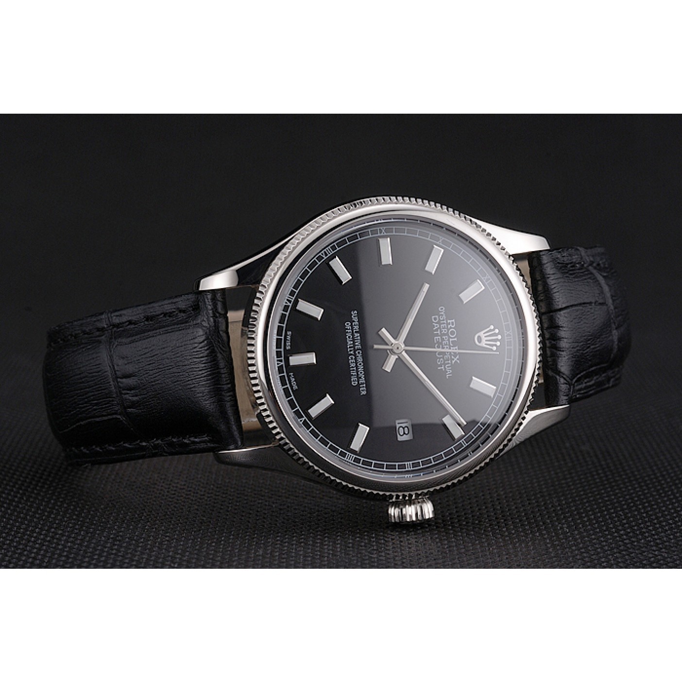 MiroTime Swiss Rolex Datejust Black Dial Stainless Steel Case And Bracelet