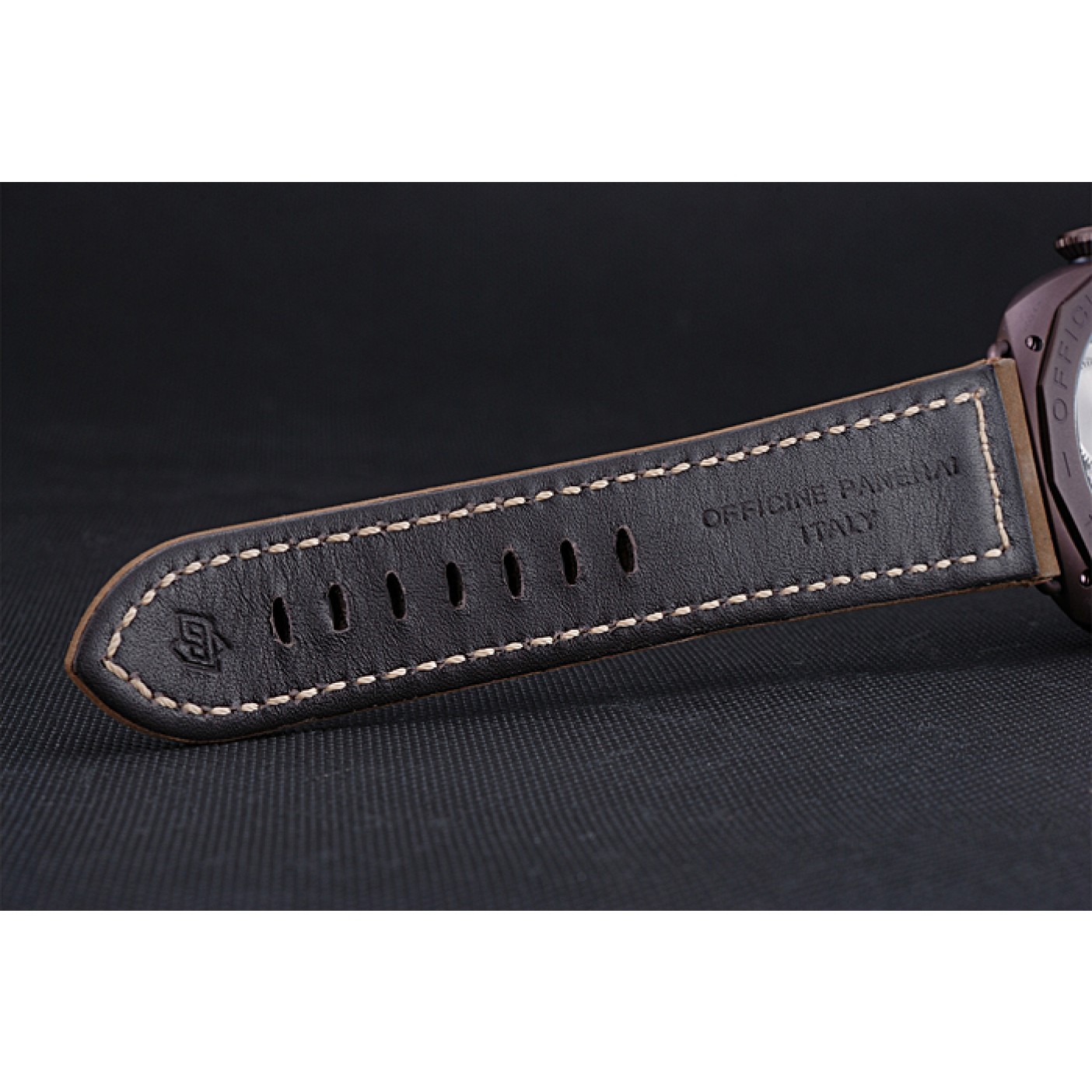 MiroTime Panerai Radiomir Brown Stainless Steel Bezel Brown Leather Bracelet 622324