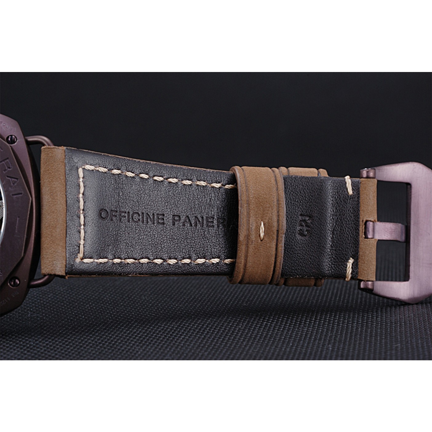 MiroTime Panerai Radiomir Brown Stainless Steel Bezel Brown Leather Bracelet 622324