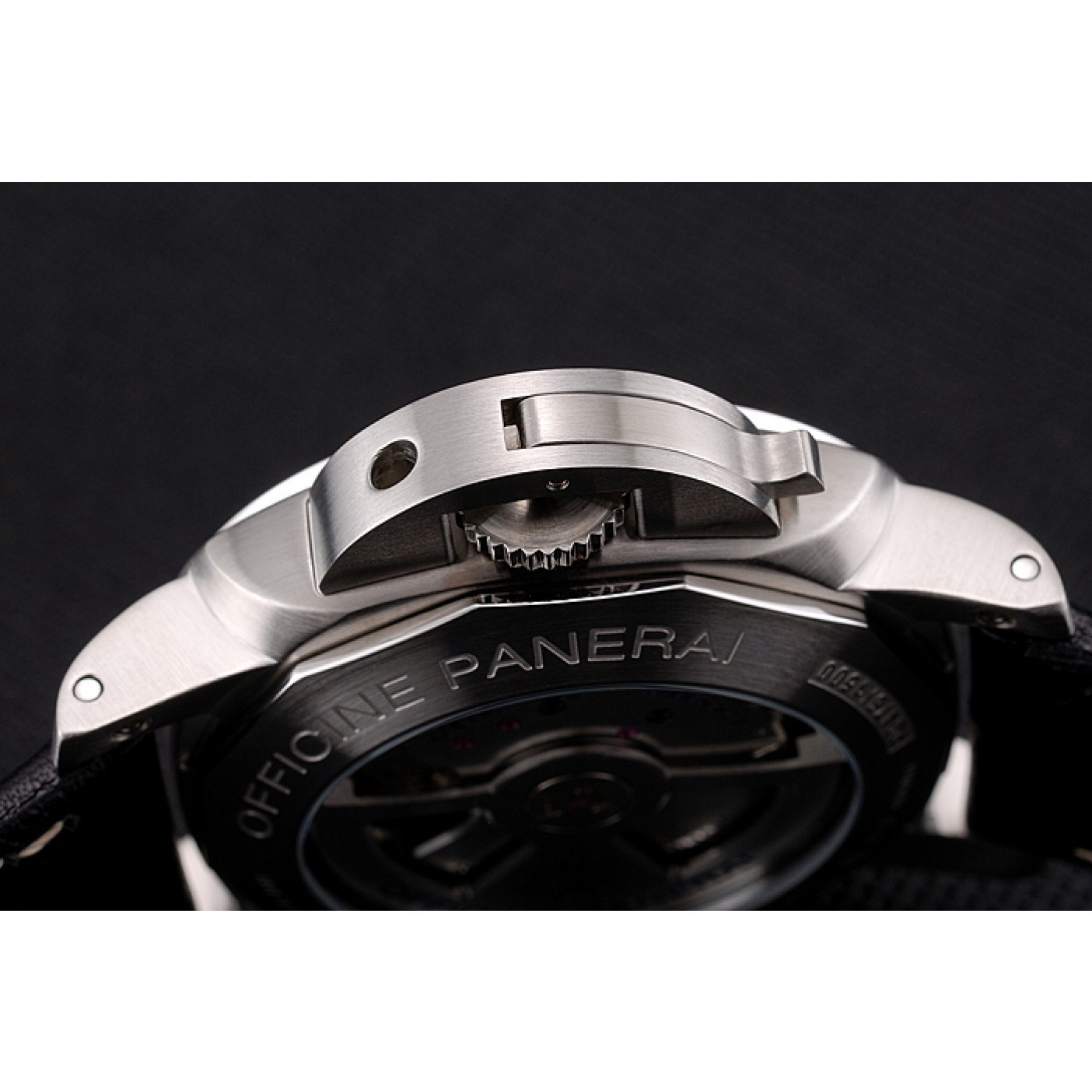 MiroTime Swiss Panerai Luminor Flyback Chronograph Black Dial Stainless Steel Case Black Leather Strap