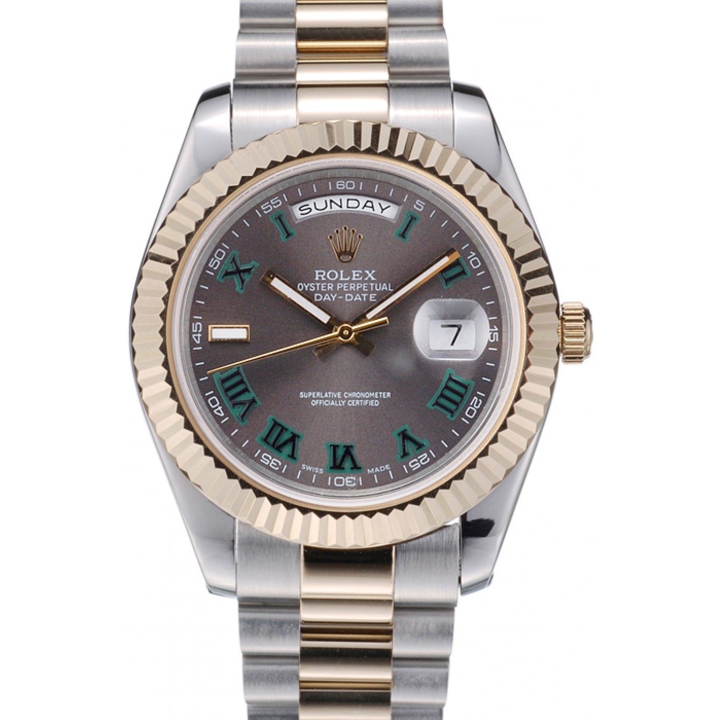 MiroTime Rolex DayDate Grey Dial Dual Colored Stainless Steel Strap 41981