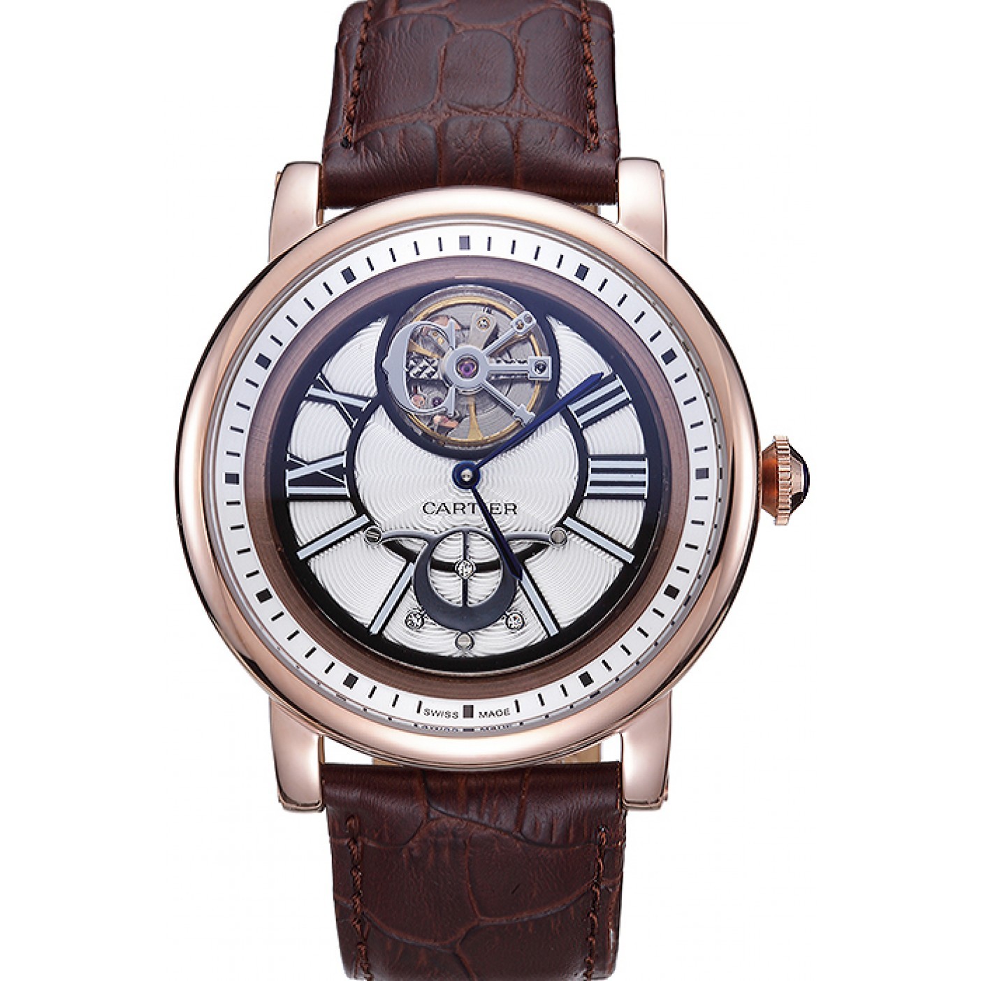 MiroTime Cartier Rotonde Flying Tourbillon White Dial 621943