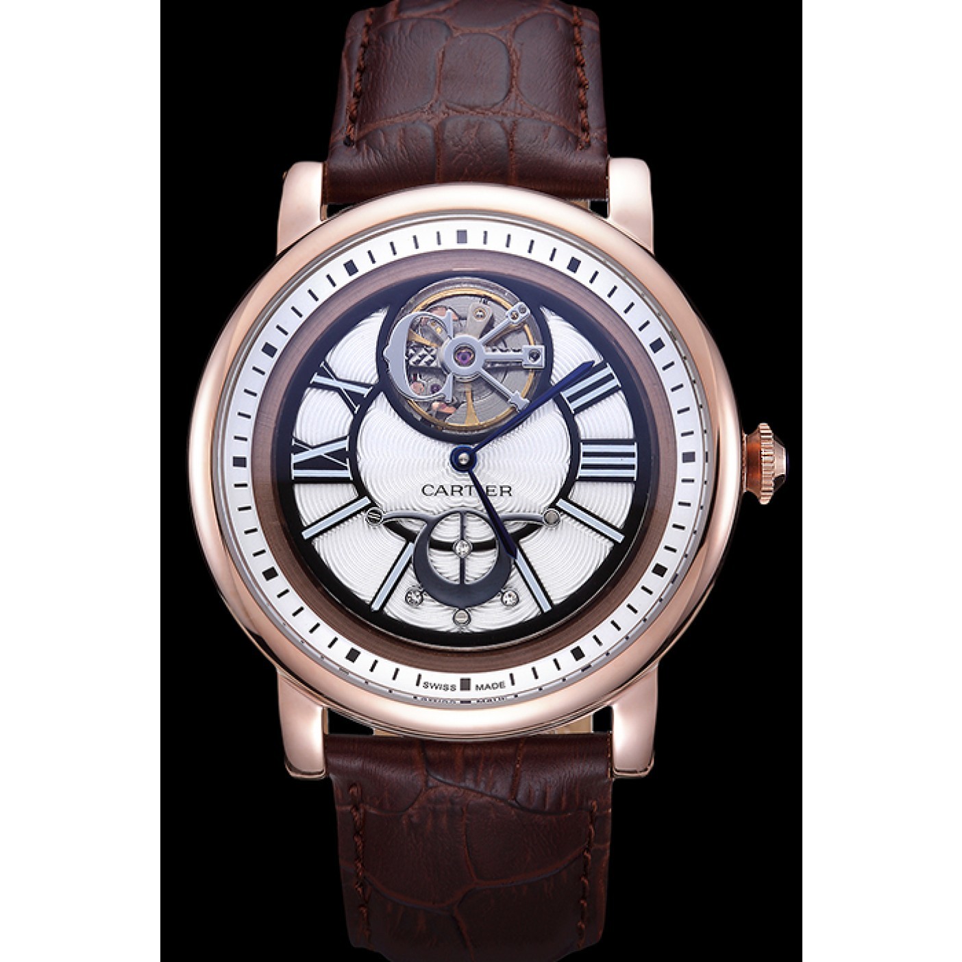 MiroTime Cartier Rotonde Flying Tourbillon White Dial 621943