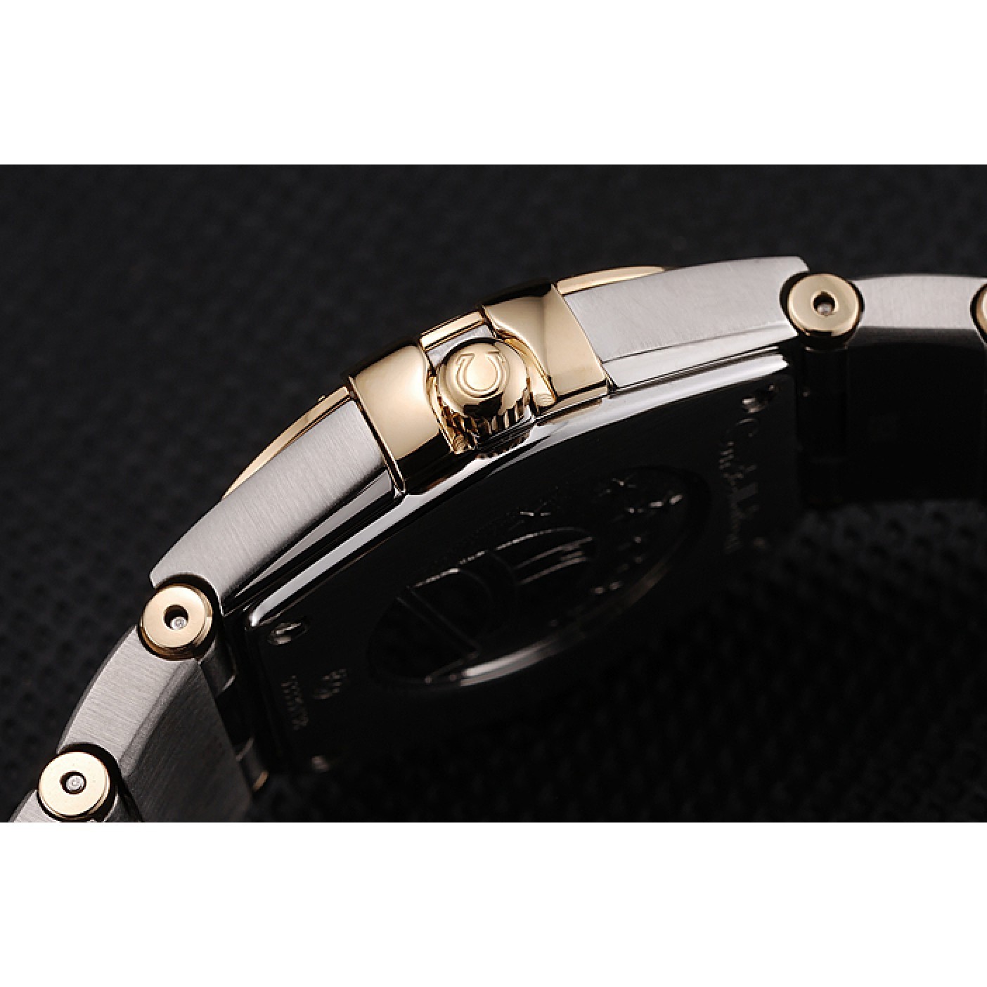 MiroTime Swiss Lady Omega Constellation Crystal Encrusted Bezel Golden Dial 80293