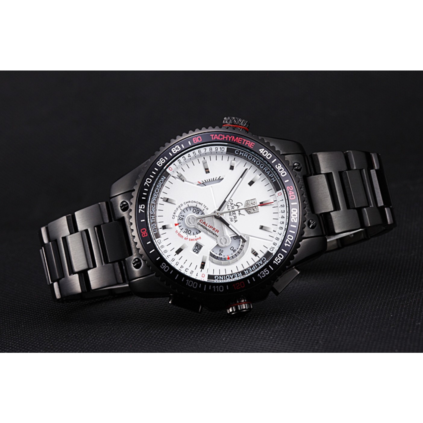 MiroTime Tag Heuer Carrera Black Stainless Steel Case White Dial 98242