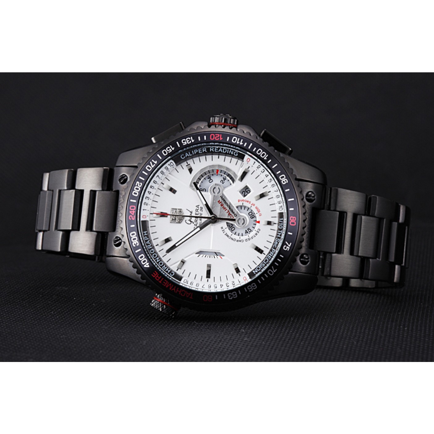 MiroTime Tag Heuer Carrera Black Stainless Steel Case White Dial 98242