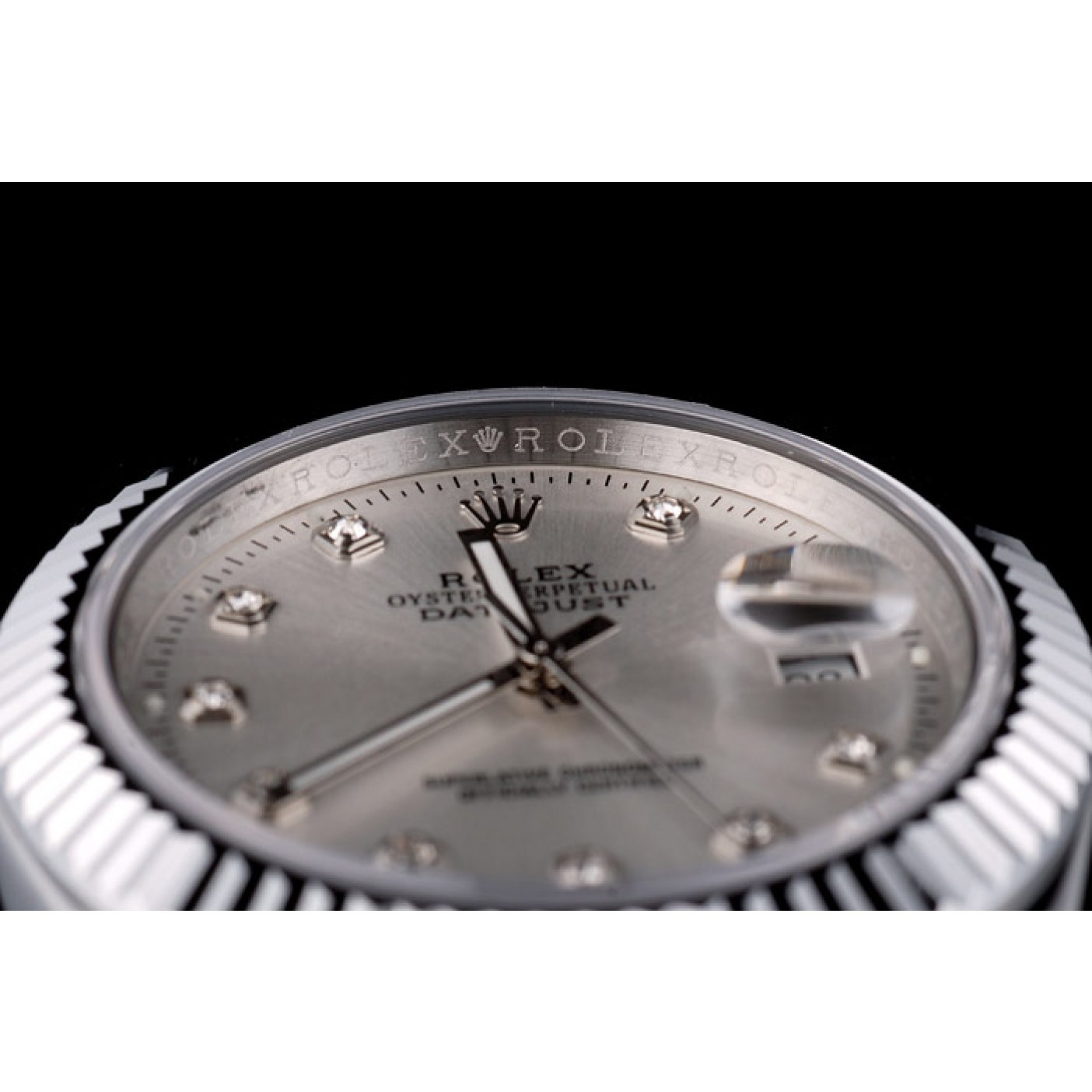 MiroTime Rolex DateJust Stainless Steel Ribbed Bezel Silver Dial 41977