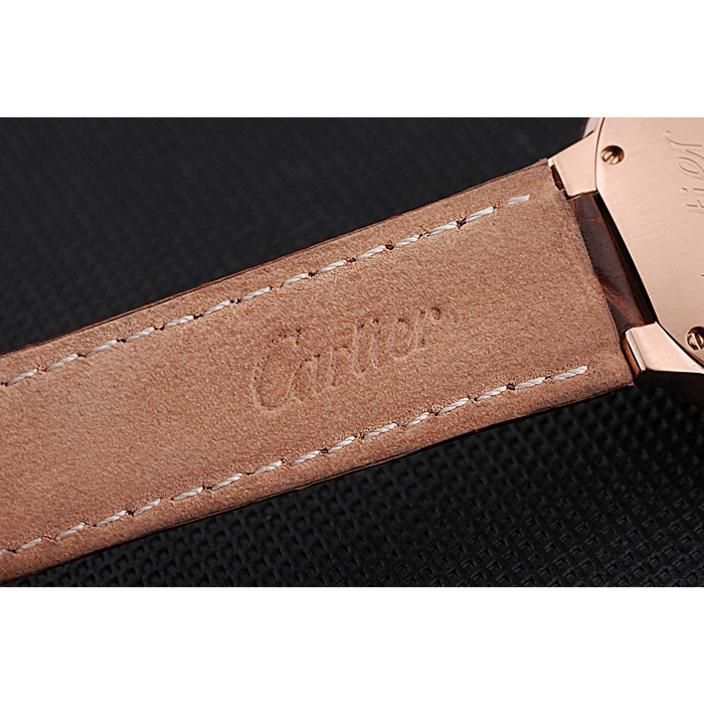 MiroTime Swiss Ballon Blue De Cartier Gold Case White Dial Roman Numerals Brown Leather Bracelet 622651