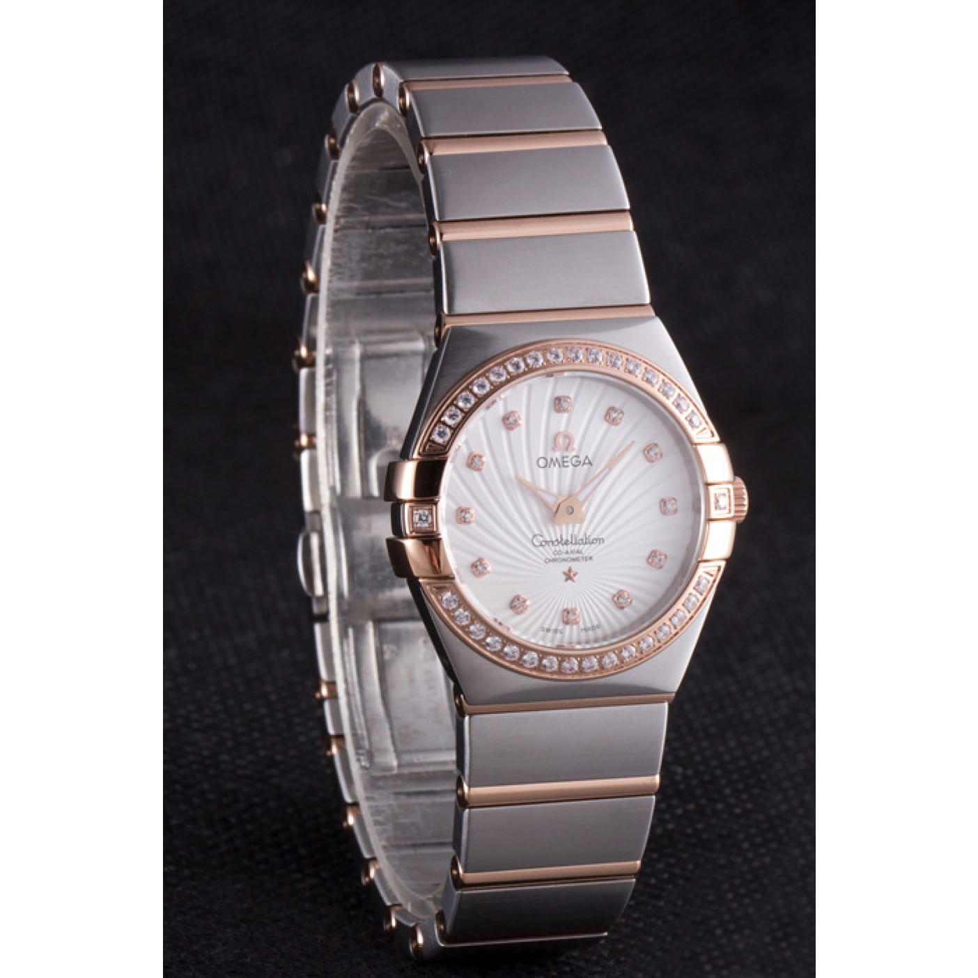MiroTime Omega Constellation Rose Gold Diamond Bezel Two Tone Band 621487