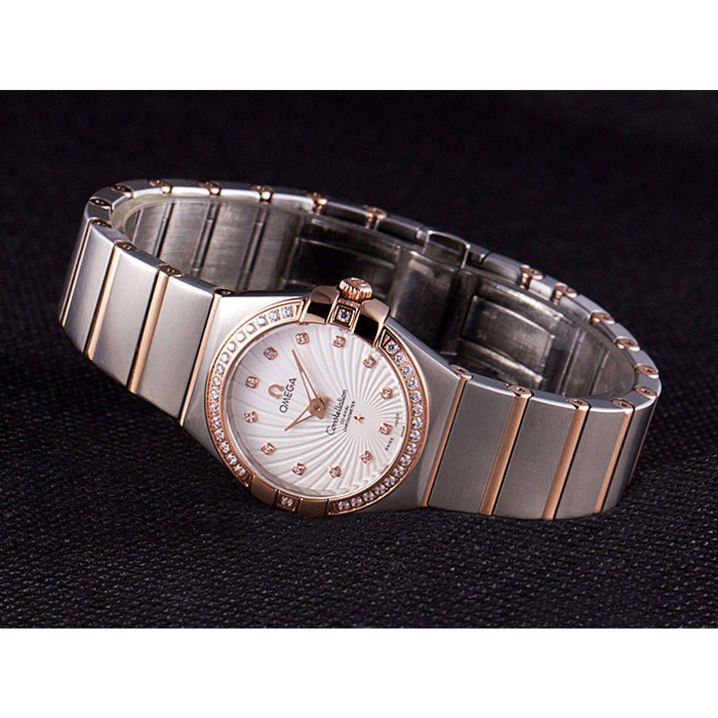 MiroTime Omega Constellation Rose Gold Diamond Bezel Two Tone Band 621487