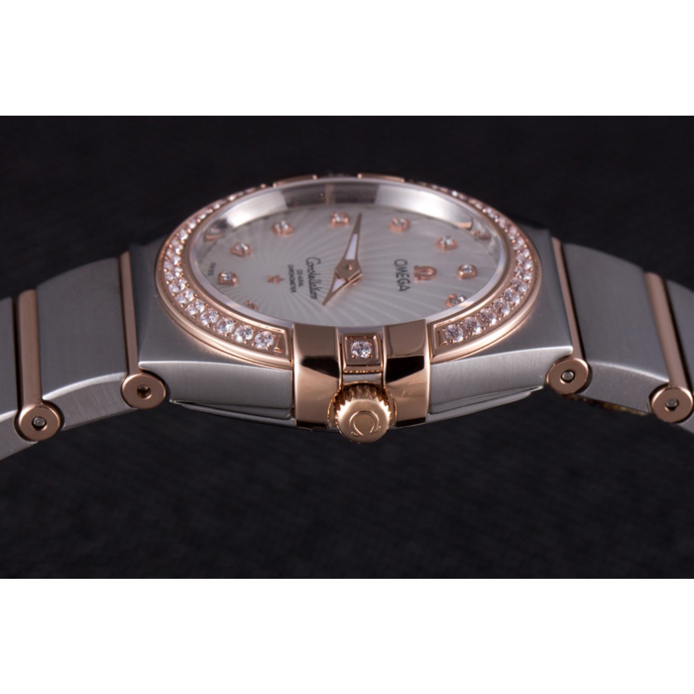 MiroTime Omega Constellation Rose Gold Diamond Bezel Two Tone Band 621487