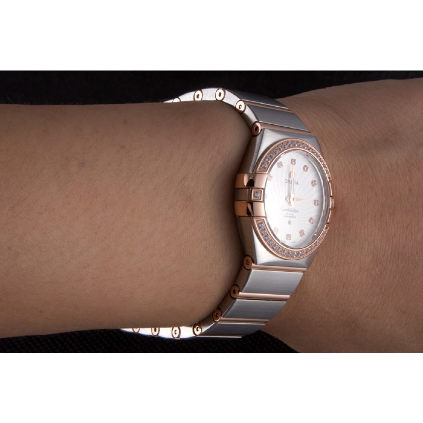 MiroTime Omega Constellation Rose Gold Diamond Bezel Two Tone Band 621487