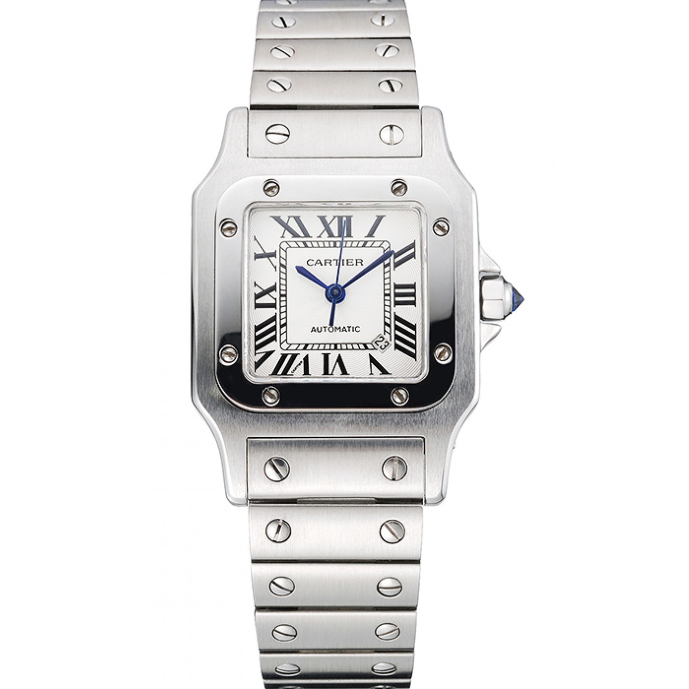 MiroTime Swiss Cartier Santos White Dial Stainless Steel Case And Bracelet 622882