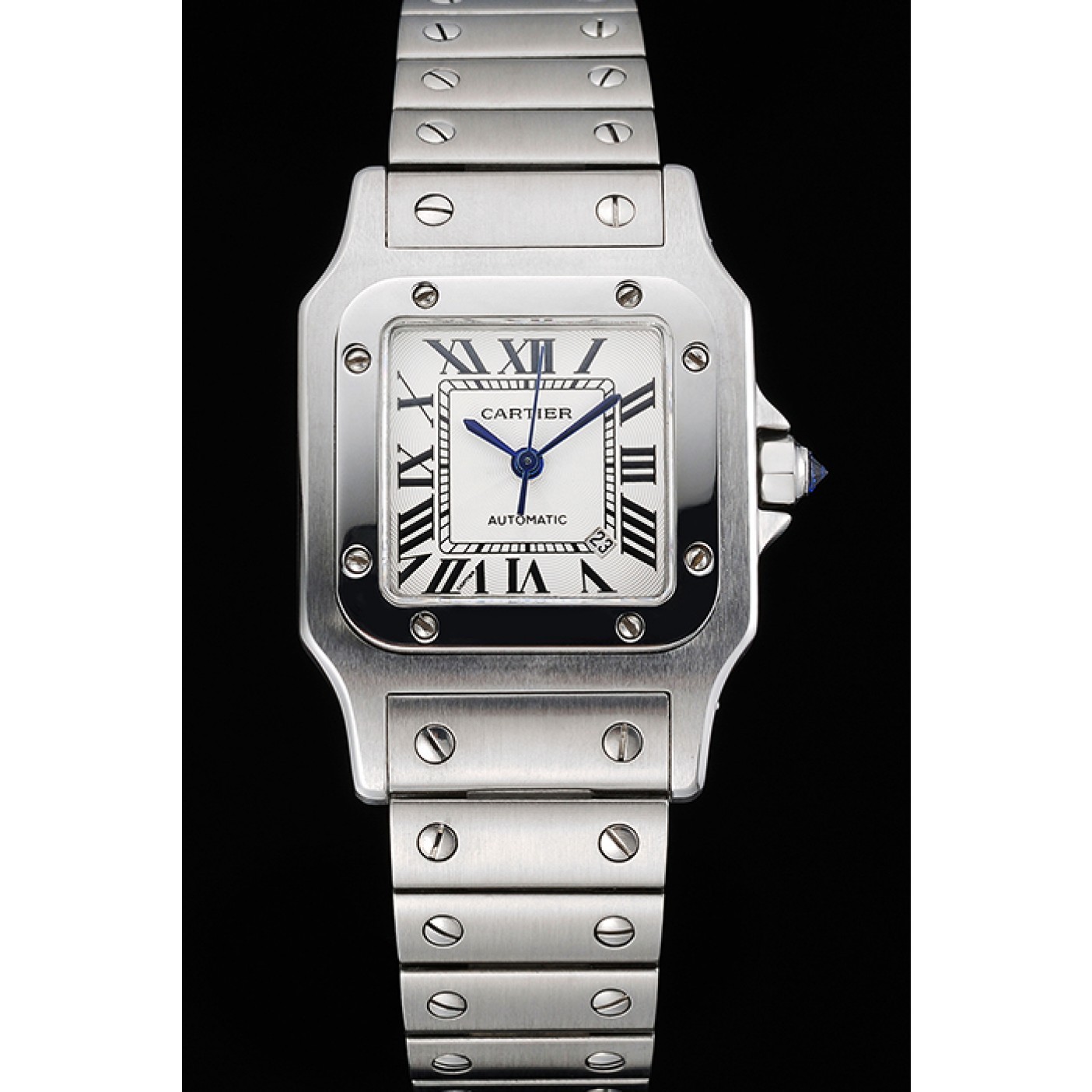 MiroTime Swiss Cartier Santos White Dial Stainless Steel Case And Bracelet 622882