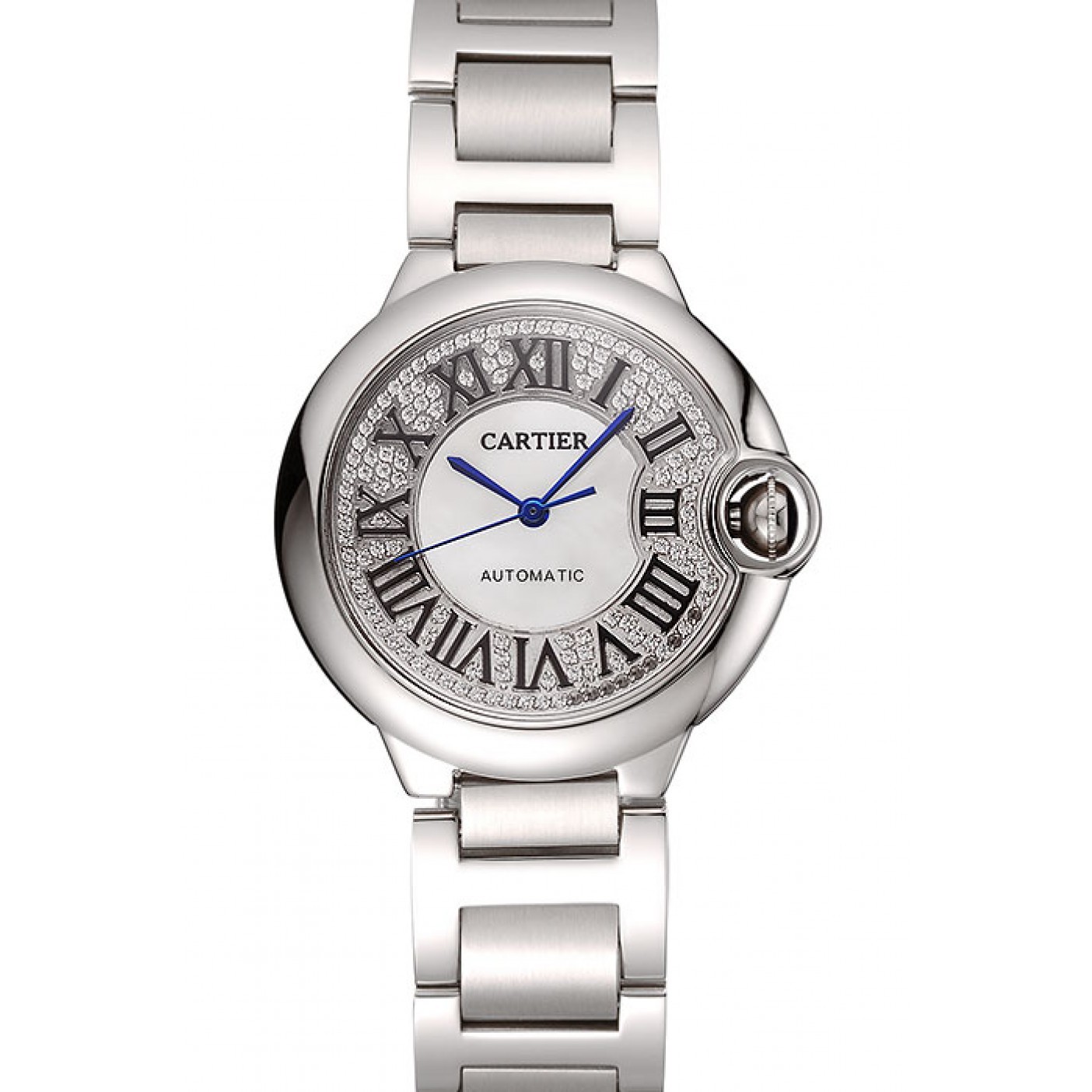 MiroTime Swiss Cartier Ballon Bleu 40 MM Diamond Dial Staineless Steel Bracelet 1453893