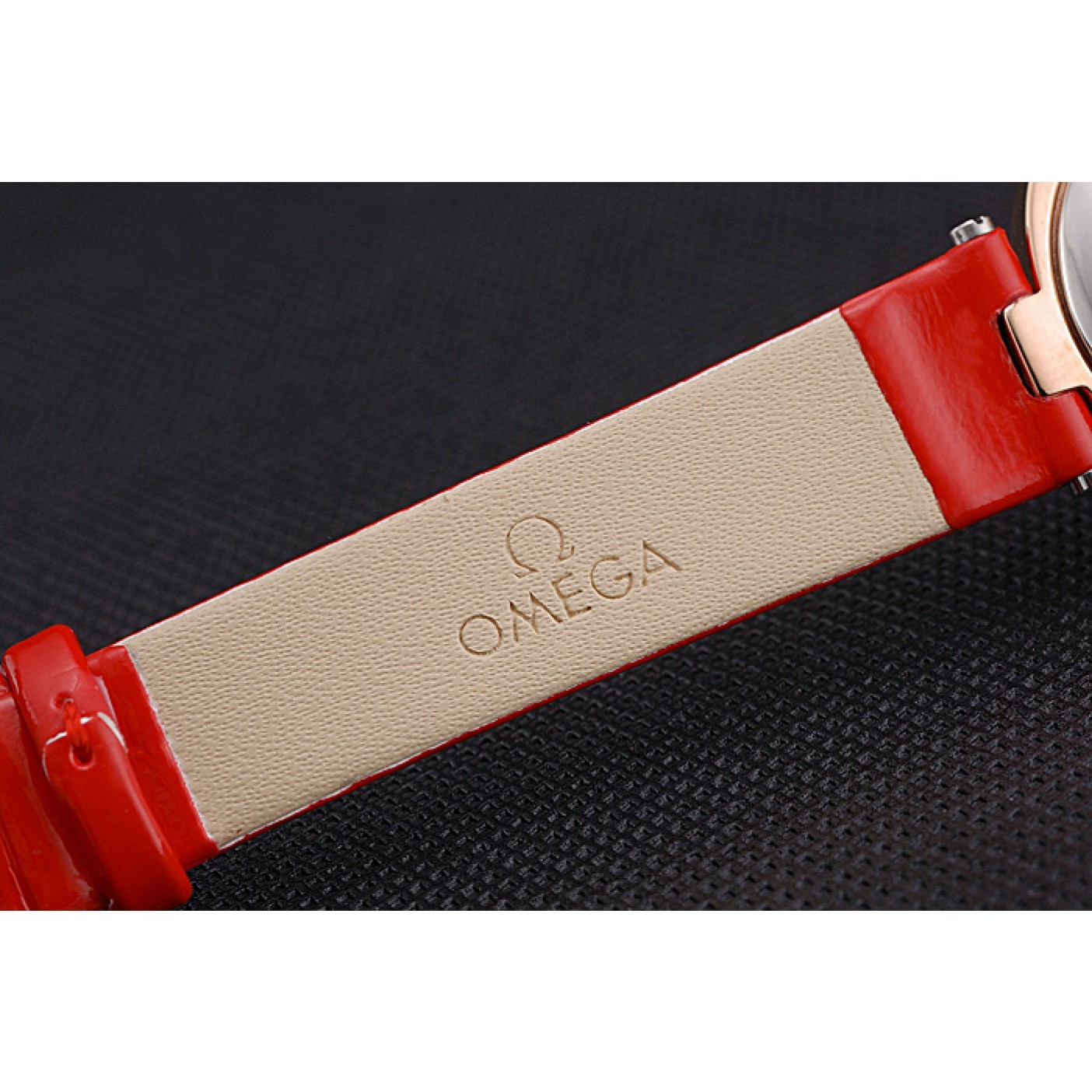 MiroTime Omega Ladies Watch Pink Dial Gold Case With Diamonds Red Leather Strap 622831