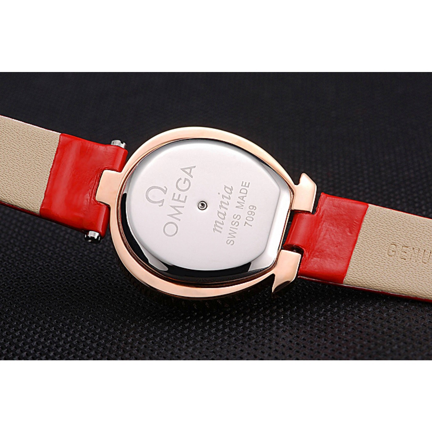MiroTime Omega Ladies Watch Pink Dial Gold Case With Diamonds Red Leather Strap 622831