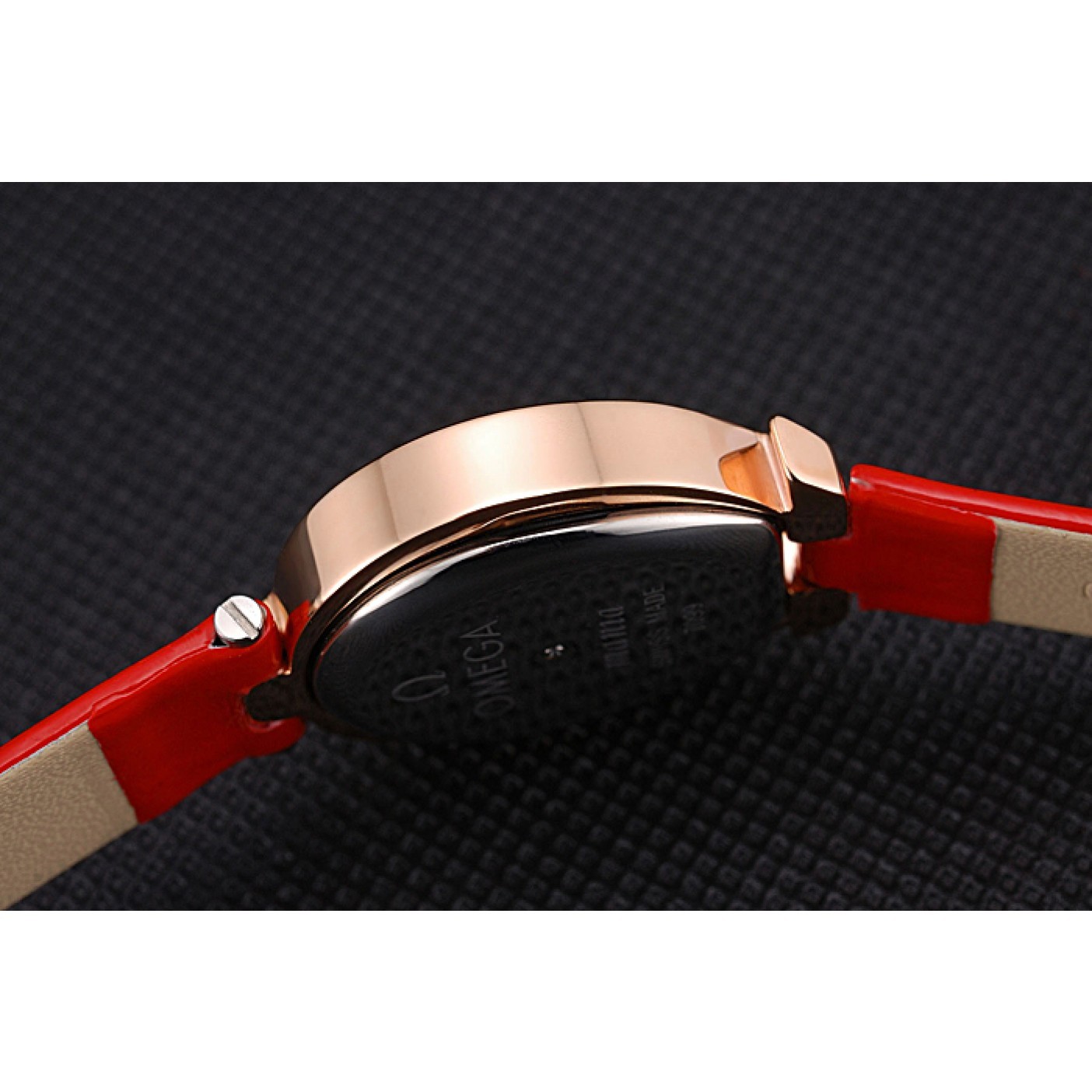 MiroTime Omega Ladies Watch Pink Dial Gold Case With Diamonds Red Leather Strap 622831