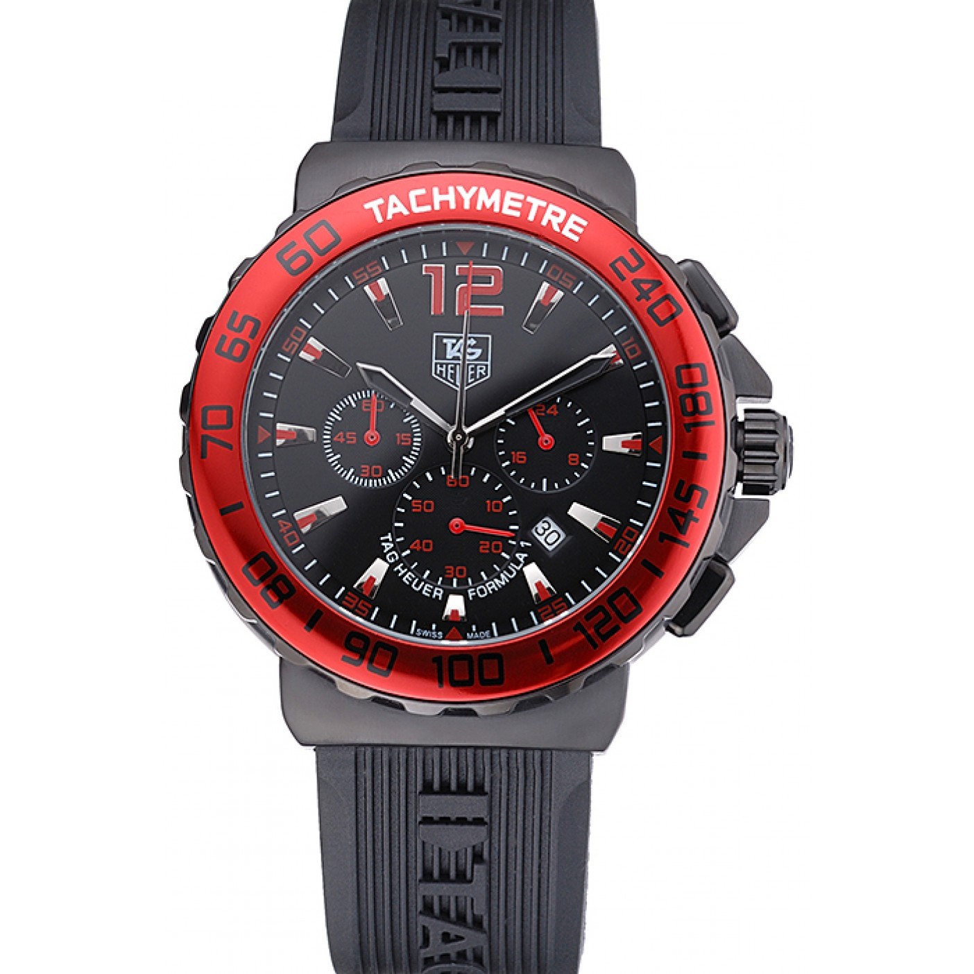 MiroTime Tag Heuer Formula 1 Chronograph Black Dial Red Bezel Red Numerals 622407