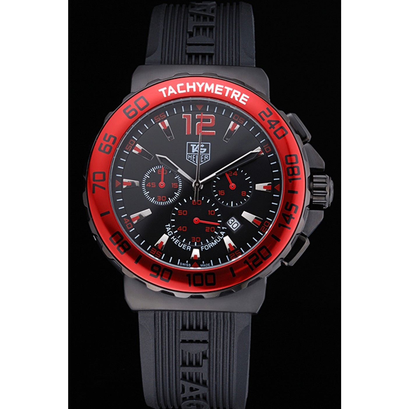 MiroTime Tag Heuer Formula 1 Chronograph Black Dial Red Bezel Red Numerals 622407