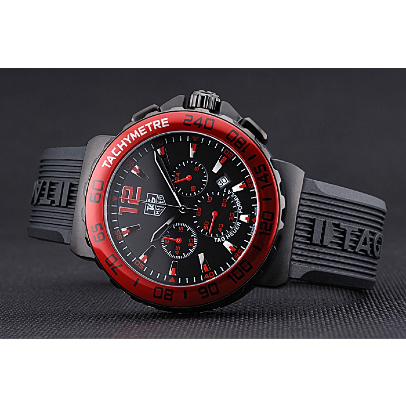 MiroTime Tag Heuer Formula 1 Chronograph Black Dial Red Bezel Red Numerals 622407